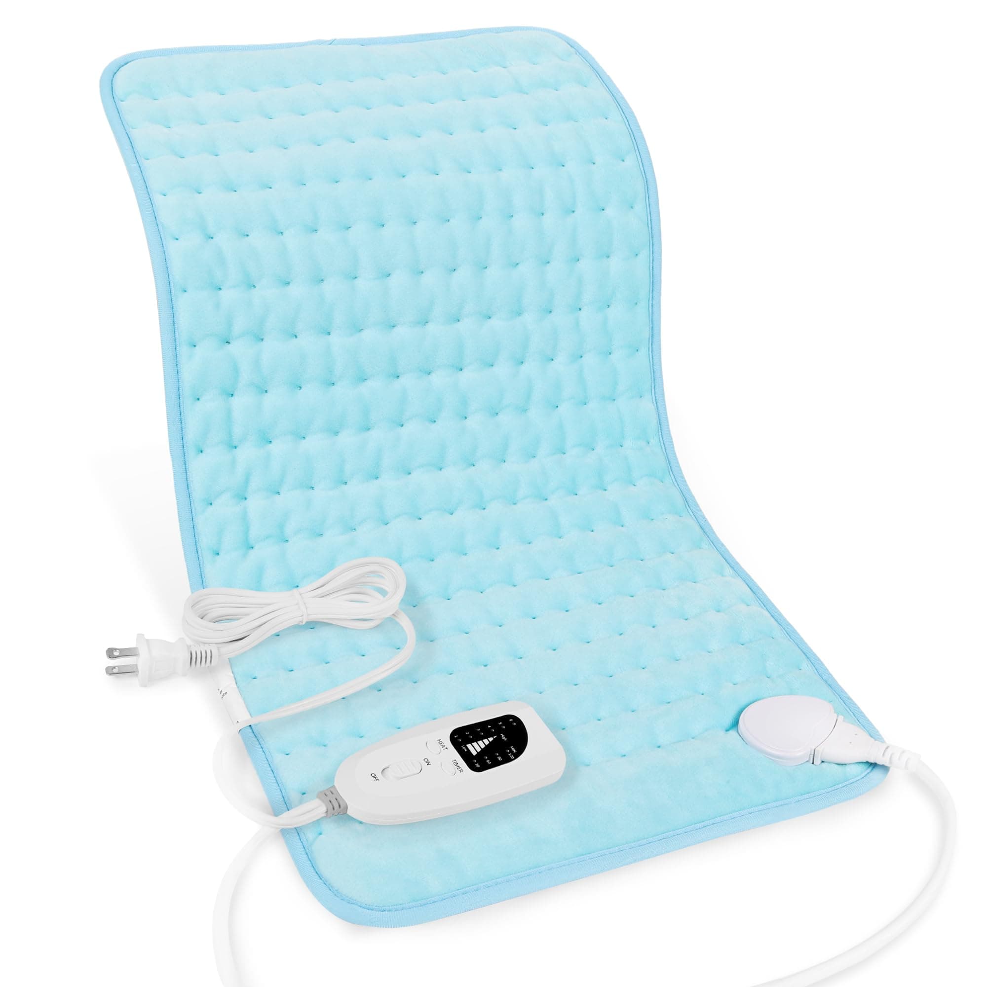 Deepsoon Heating Pad,Electric Heating Pads for Back,Neck,Abdomen,Moist Heating Pad for Shoulder,Knee,Arms,Legs,Dry/Moist Heat & Auto Shut Off,Christmas Gifts for Men and Women,Light Blue,24x12 Inch