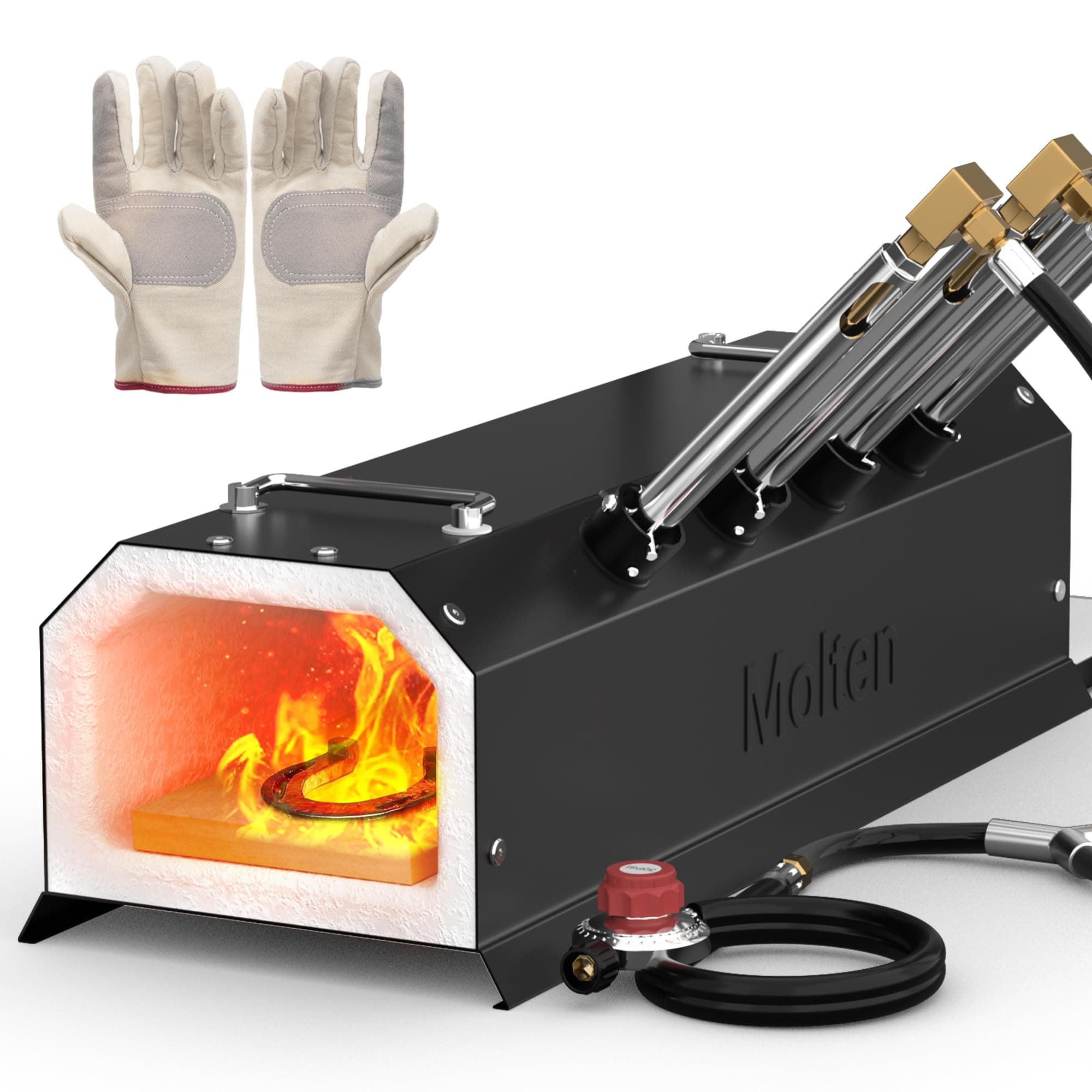 MMasters 4 Burner Propane Forge 2600°F Gas Forge for Blacksmithing, Knife Making, and Metalworking – Heavy-Duty Set with Forging Equipment and Metalworking Tools