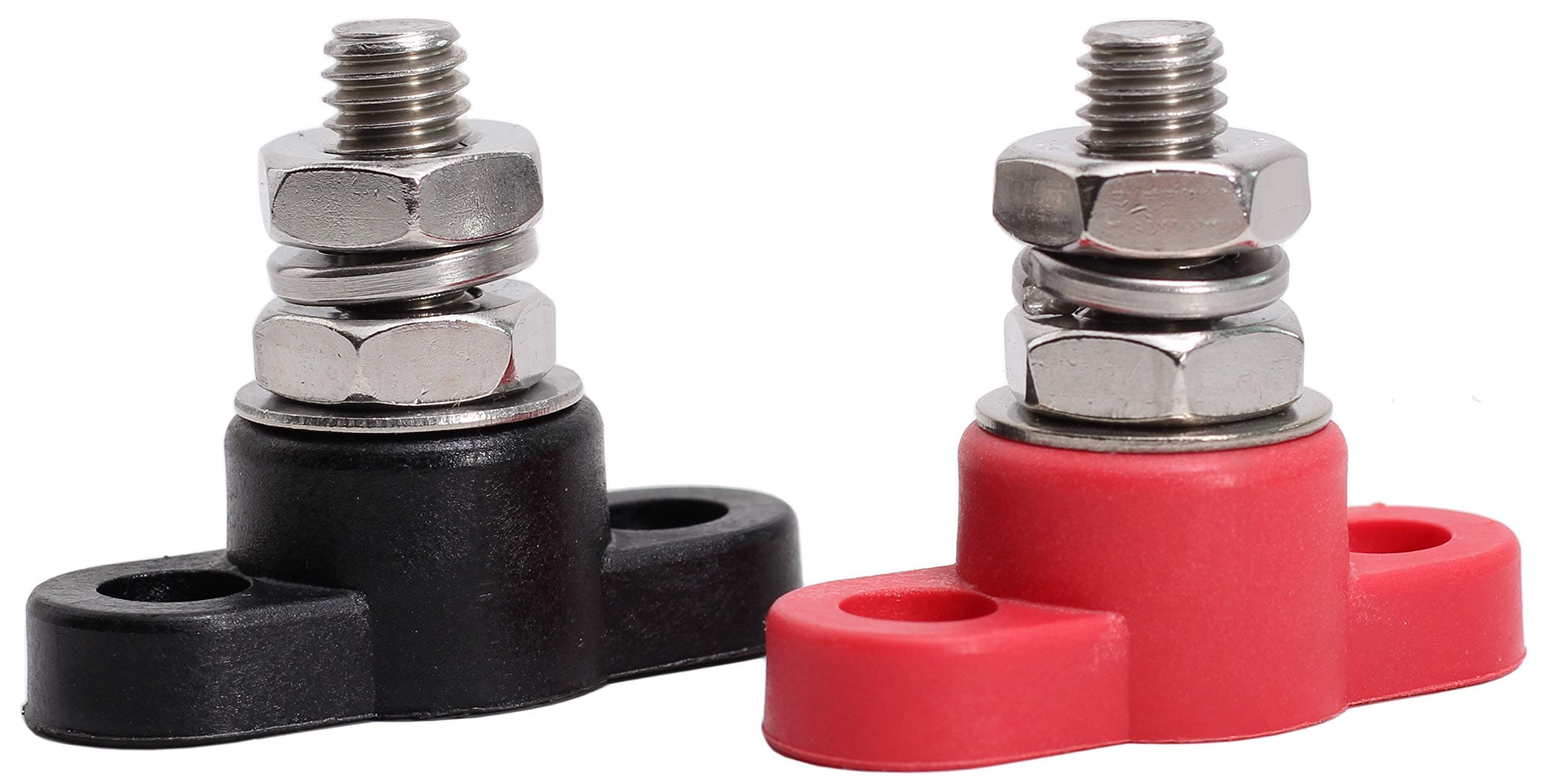 Fastronix 3/8" Stainless Steel Single Stud Power and Ground Junction Block Red and Black