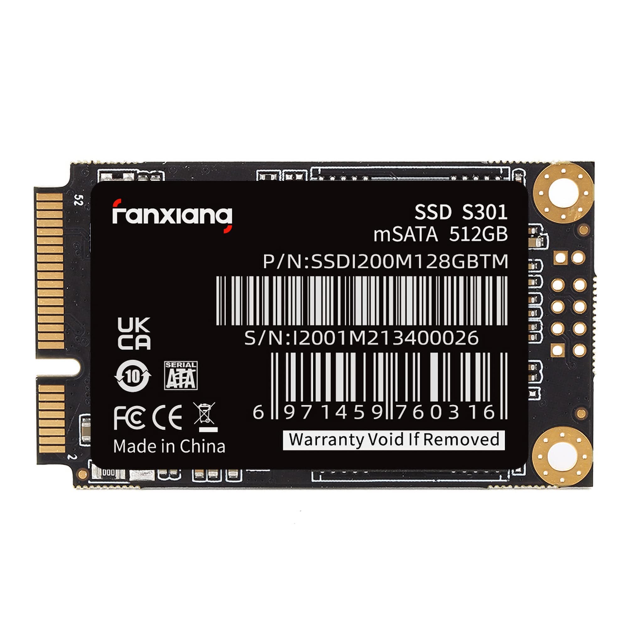 fanxiang S301 512GB mSATA SSD Mini SATA III 6Gb/s Internal Solid State Drive, 3D NAND, Compatible with Ultrabook Desktop PC Laptop