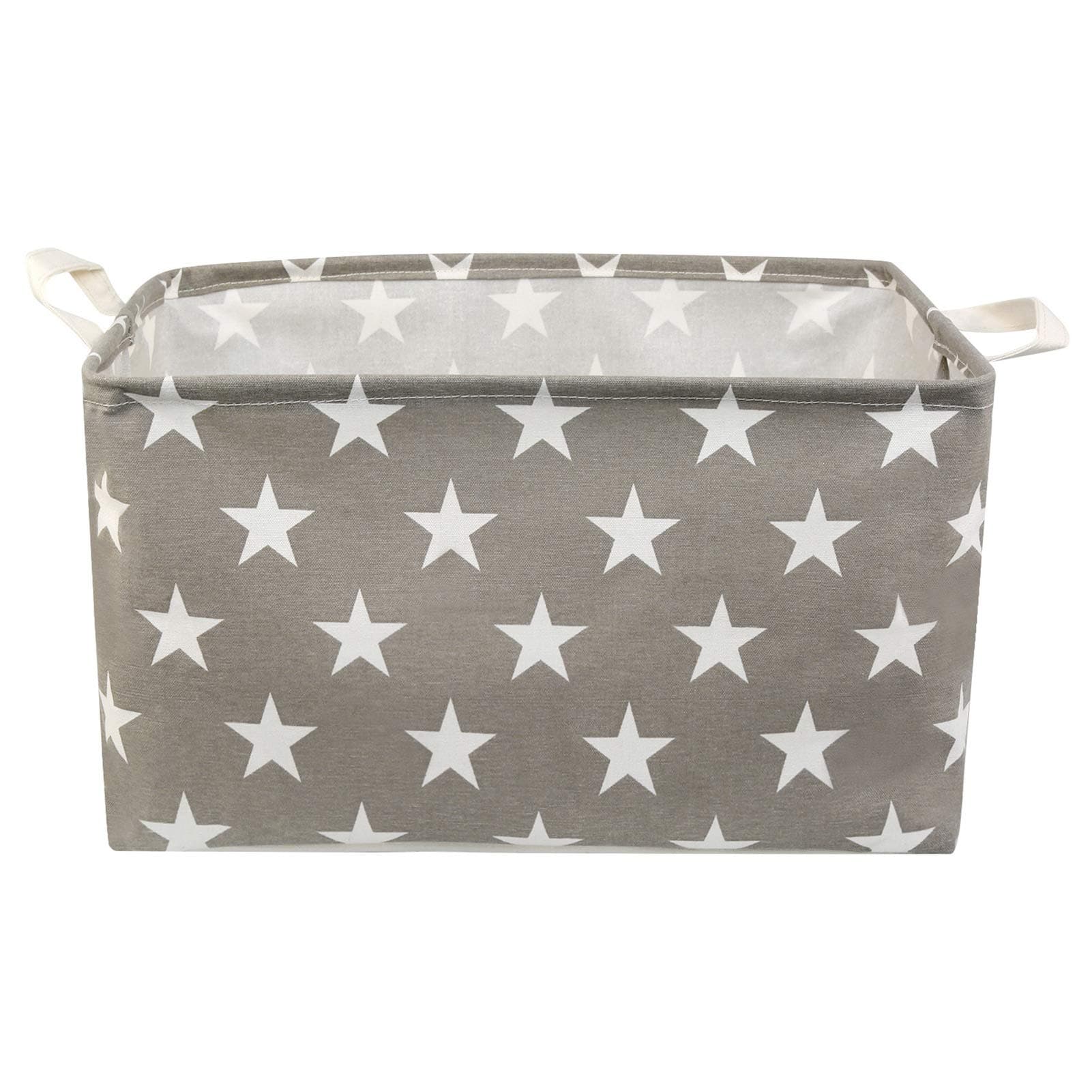 Ballery Square Cotton Fabric Storage Bins, Storage Basket Foldable Laundry Storage Bin With Handles and Waterproof Inner Layer for Home, Office, Nursery, Toys, Dorm, Closet (Grey Star)