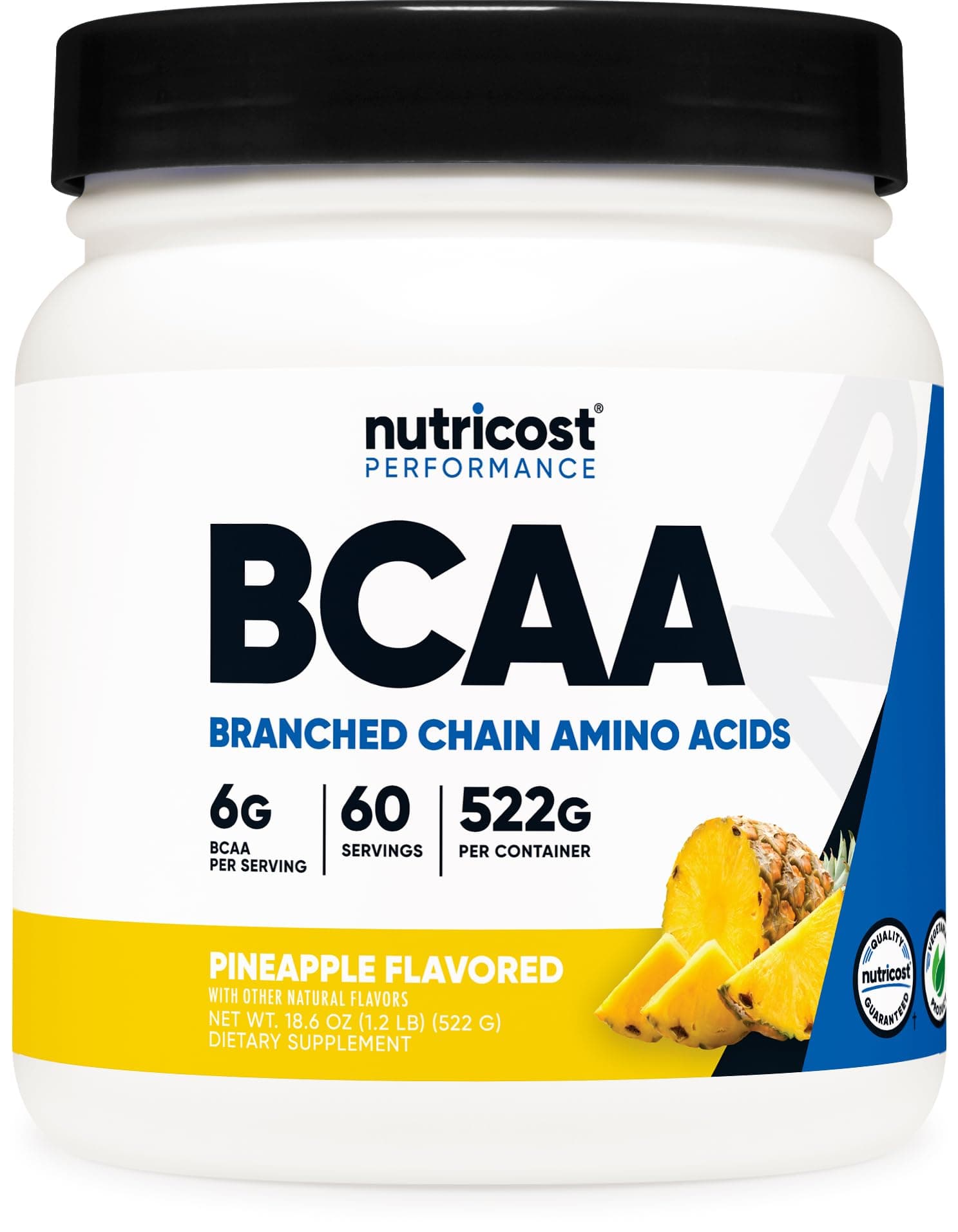 BCAA Powder (Pineapple, 60 Servings) - Optimal 2:1:1 Ratio