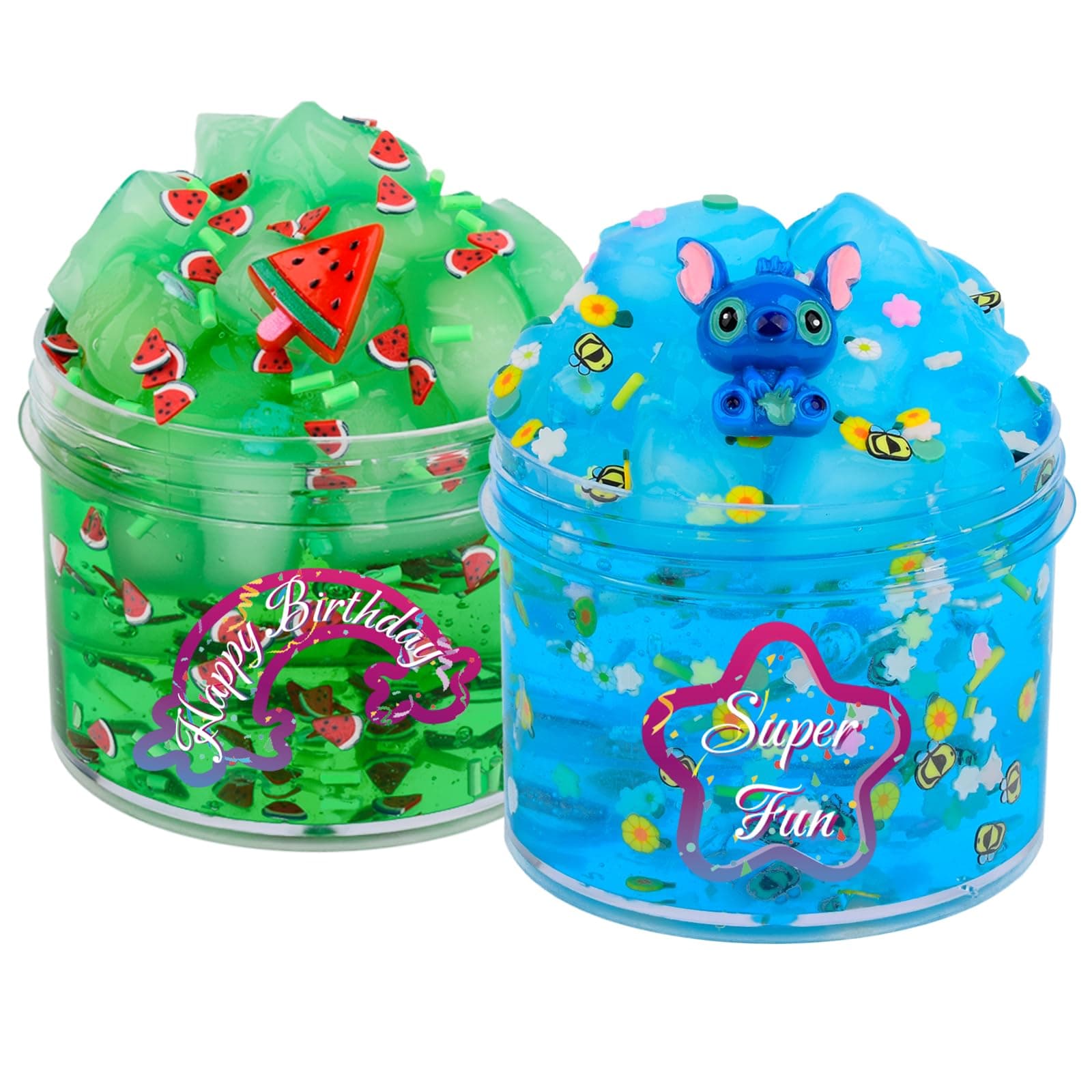 2 Pack Jelly Cubes Clear Slime Kit Red Blue Crystal Slime for Kids Party Favors Premade Crunchy Clear Slime Birthday Christmas Toys for Boys Girls