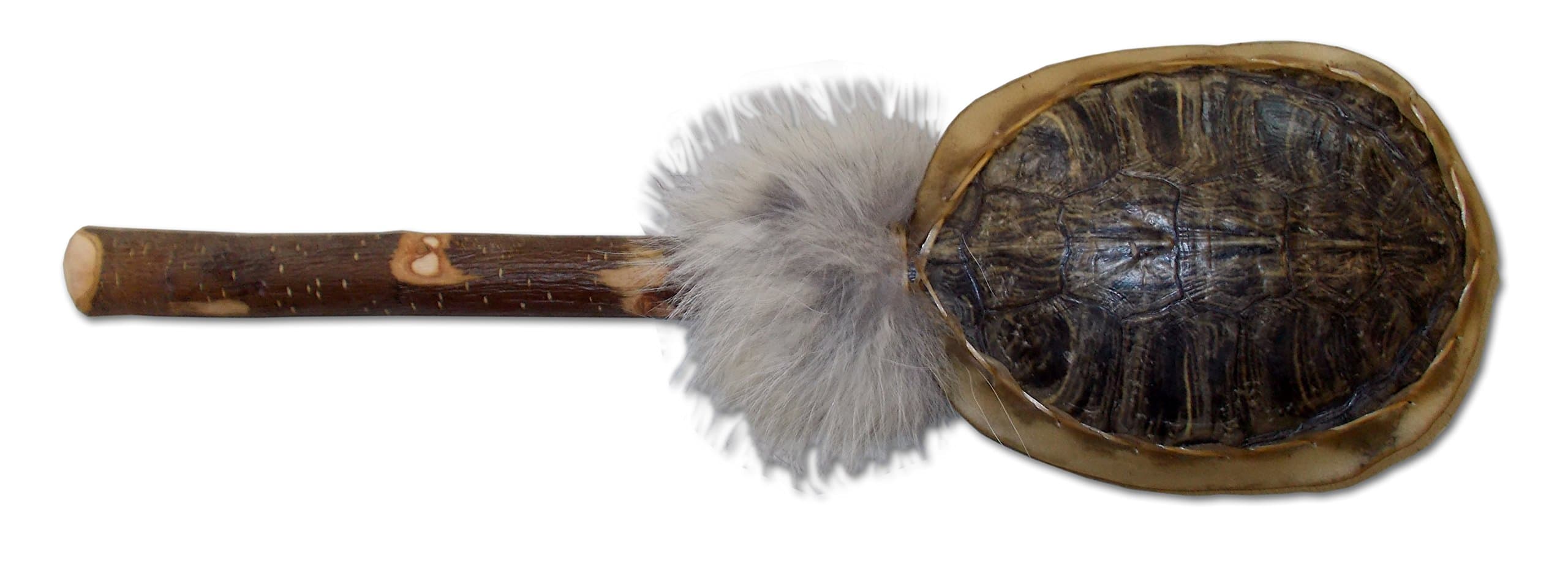 Native American Style Turtle Shell Rattle with Fur