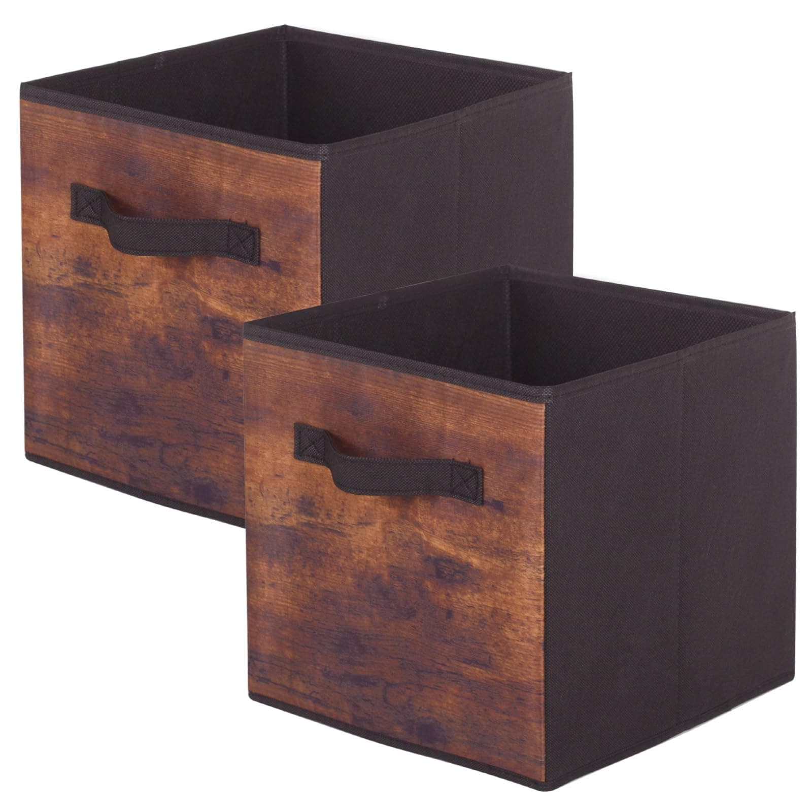 ShellKingdom Storage Bins, Foldable Fabric Storage Cubes And Cloth Storage Organizer Drawer For Closet And Toys Storage, 2 Pack (Retro Wood Pattern)