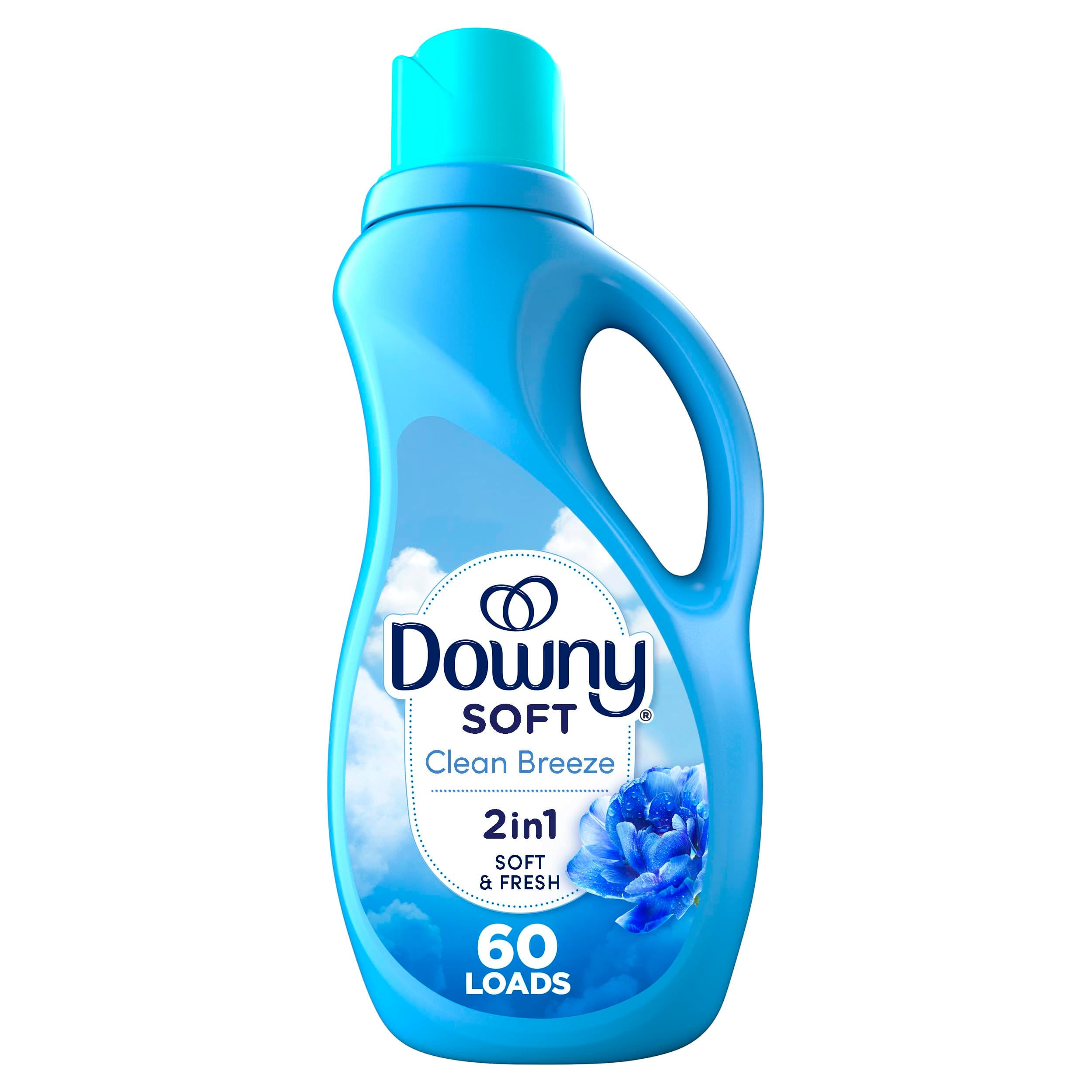 Downy Soft, 2 in 1 Soft and Fresh Liquid Fabric Softener, Clean Breeze, 44 fl oz, 60 Loads, Fabric Conditioner Liquid provides softness and freshness for fabrics