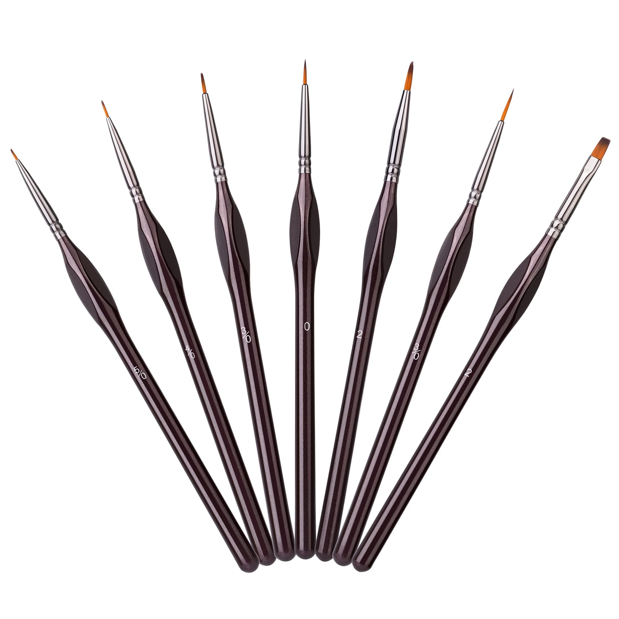 – Detail Paint Brush Set, 8.86"x 2.17" x 2.17", 7 Count, Brown