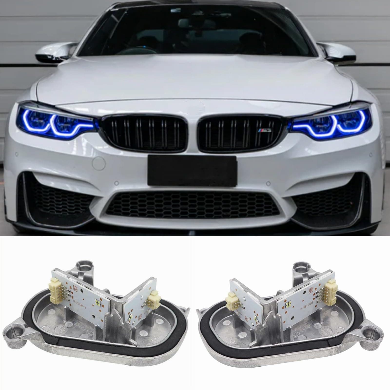 Yellow DRL Modules For 2018-2020 B-MW F80 M3 F32 F82 M4 F36 LCI 425d 430d 430dX 430i 430iX 435dX 440i 440iX Adaptive Headlight, Angel Eye, 63117493229, 63117493230 (Blue)