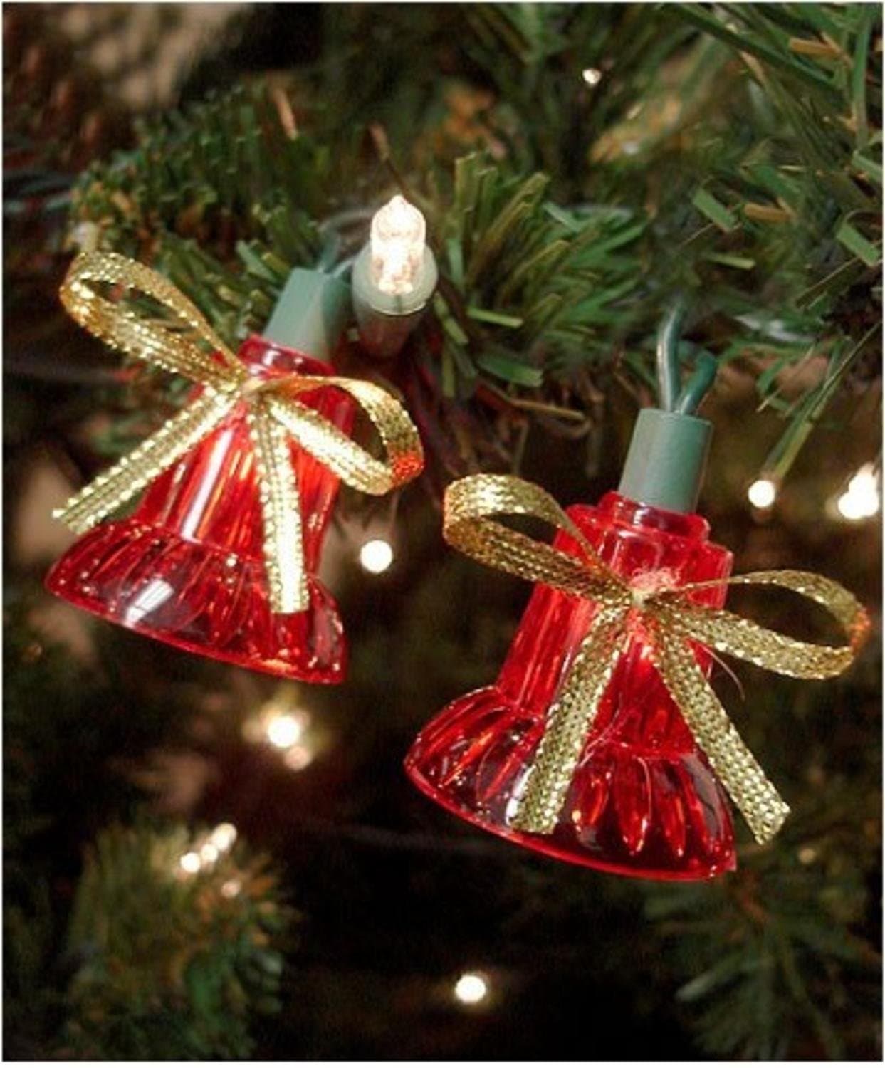 Set of 40 Red Musical Bell Multi-Function Christmas Lights - Green Wire