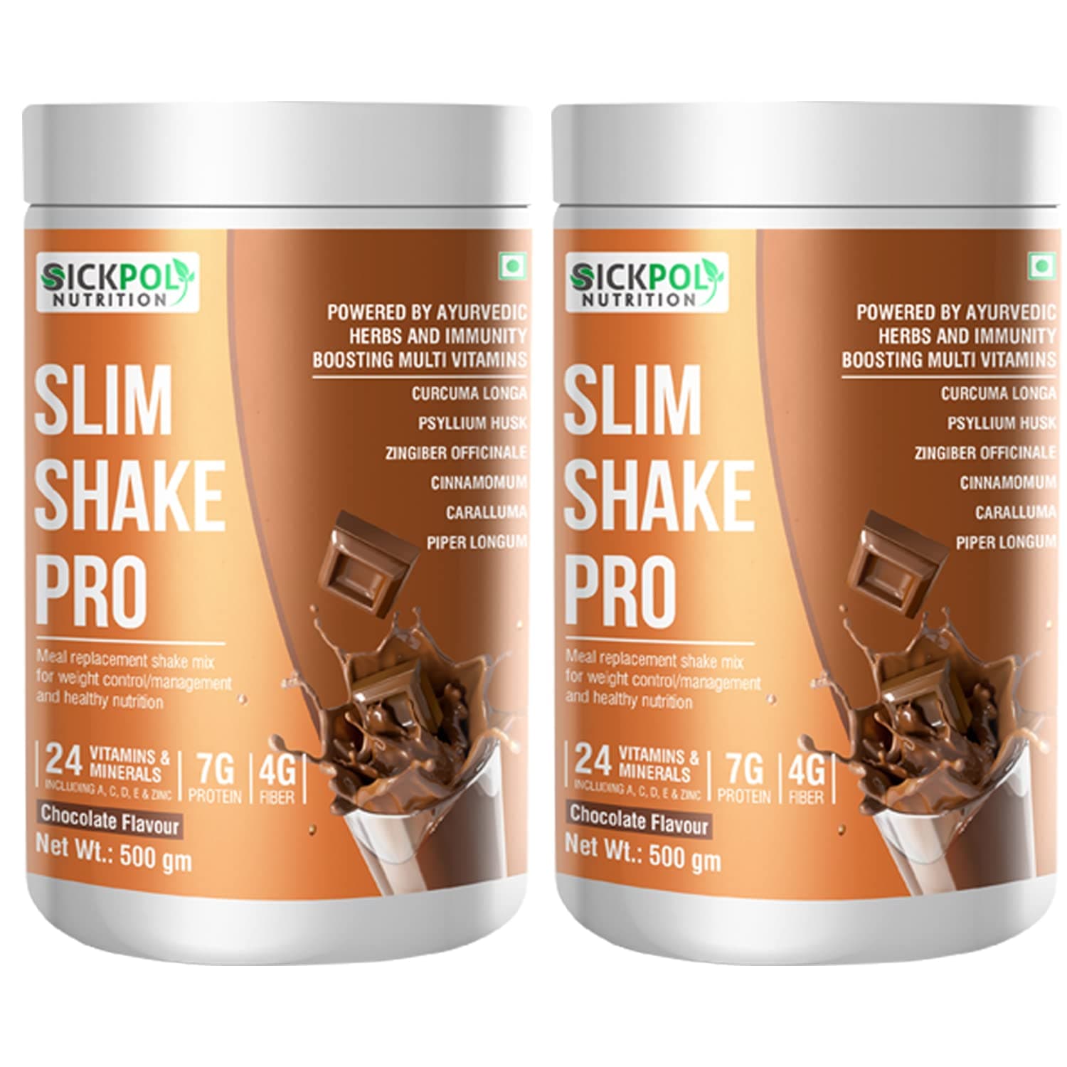 Slim Shake Pro Protein Powder-Meal Replacement Shake For Weight Control & Management-Sugar Free,Healthy,(7g Protien 4G fiber 24 Vitamins&Minerals) For Men & Women (Chocolate 2 Pack)