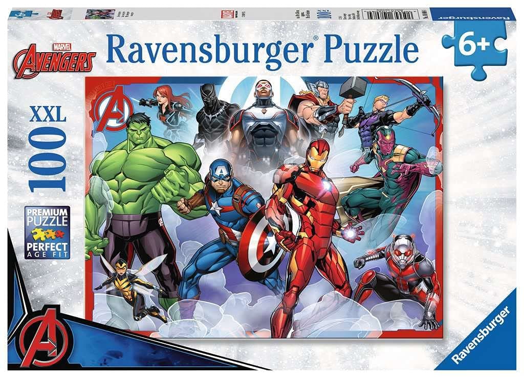 Ravensburger Marvel Avengers XXL 100 Piece Jigsaw Puzzle for Kids Extra Large Pieces Bright Action Superhero Design Premium Quality Cardboard Encourages Focus Creativity and Family Fun