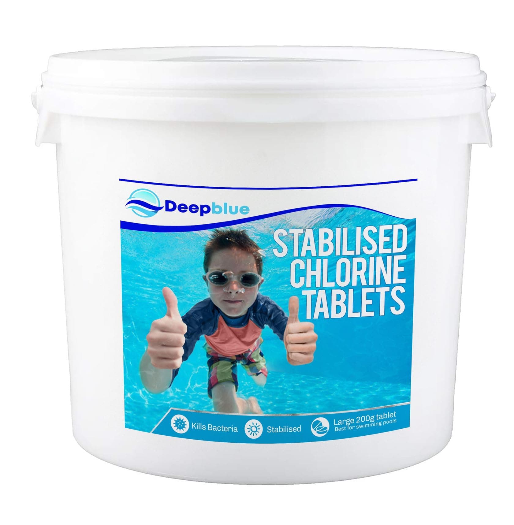 Deep Blue - 200g STABILISED Chlorine Tablets 5Kg SLOW RELEASE - Efficient Pool Cleaning with Deep Blue 200g STABILISED Chlorine Tablets 5kg - Professional Grade Formula for Crystal Clear Water