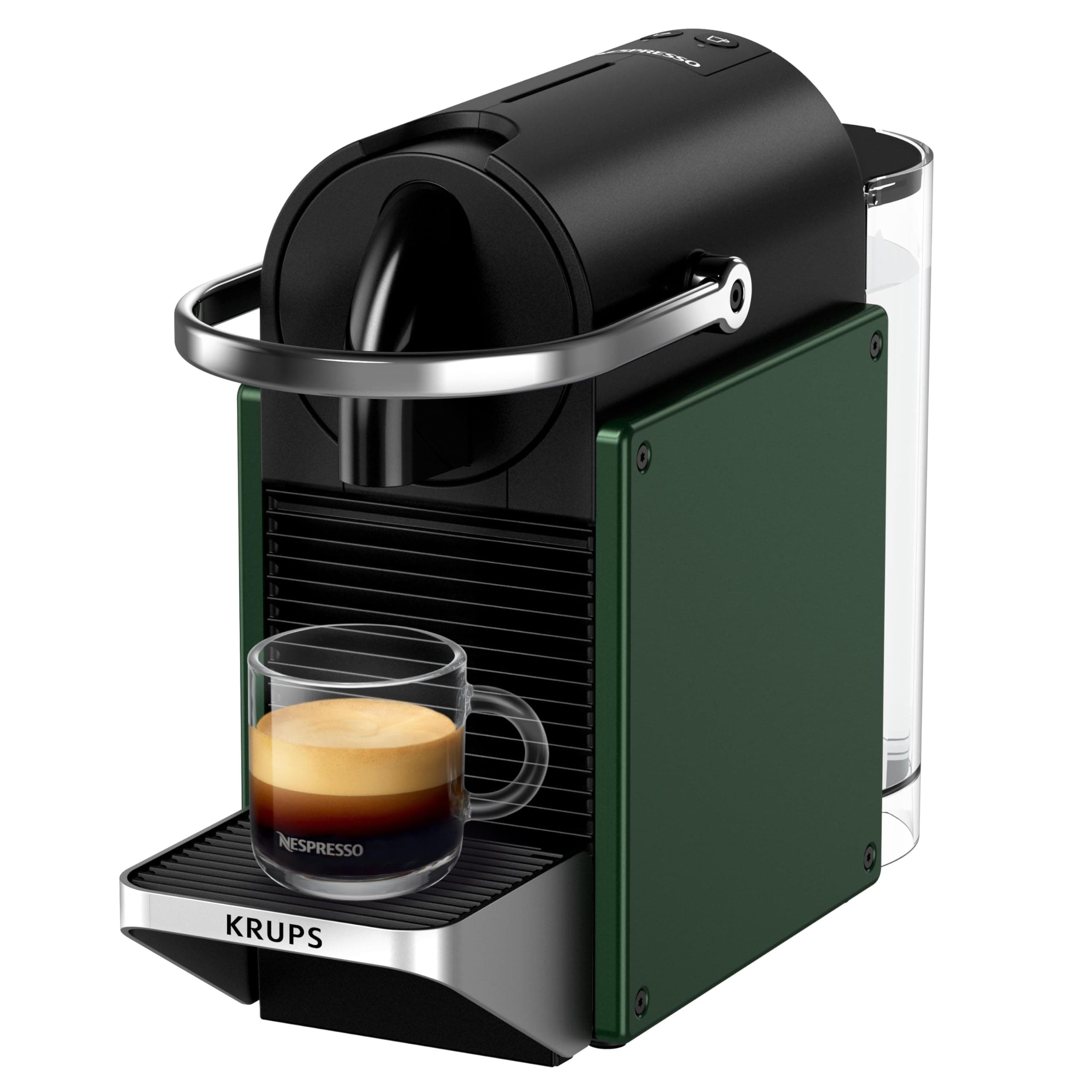 Nespresso Pixie Coffee Pod Machine by Krups, Compact Espresso Maker for Original Pods, 19-Bar High Pressure, Fast Heat-Up, Energy Saving, Auto Shut-Off, Recyclable Pods in Dark Green