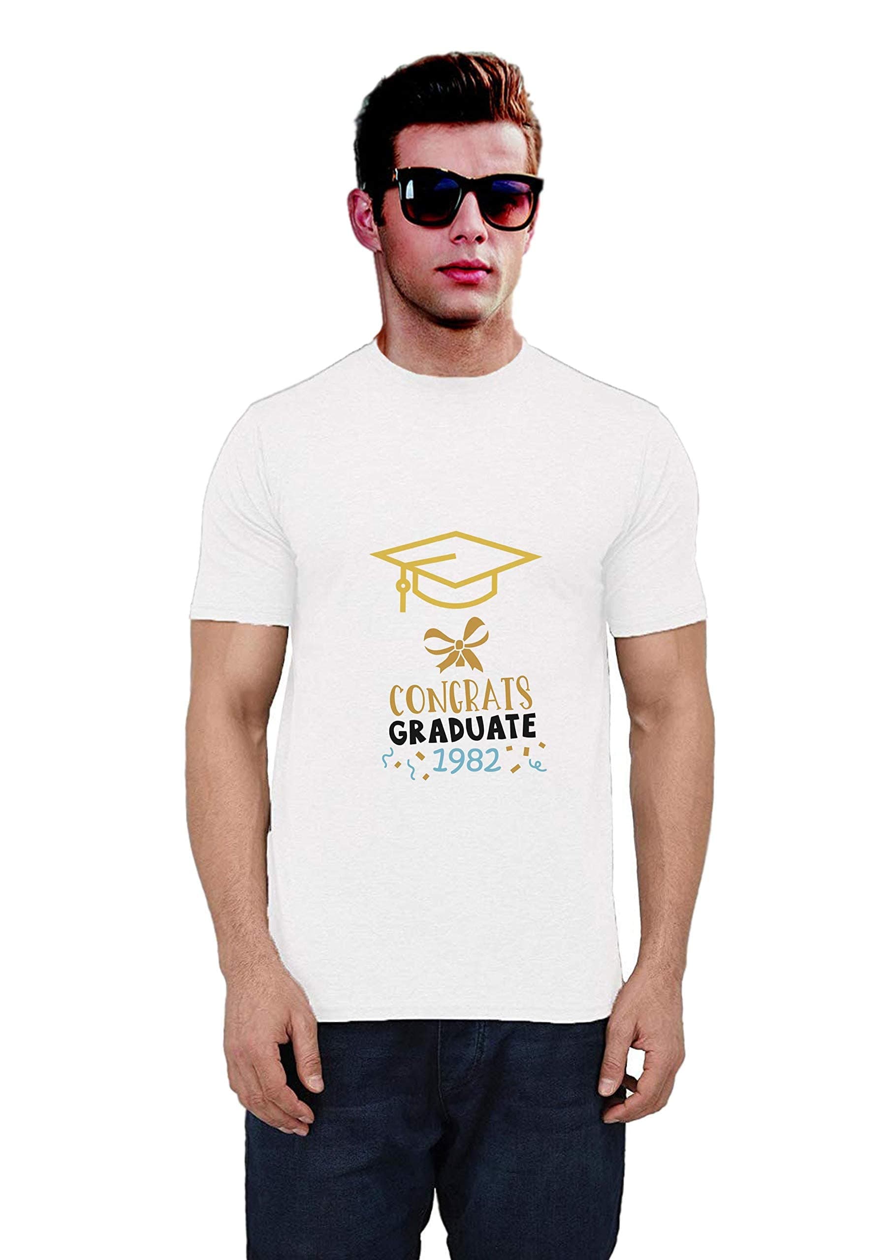 Ritzees Printed Polyester Unisex Regular Fit T-Shirt on Graduation Batch-(1982)