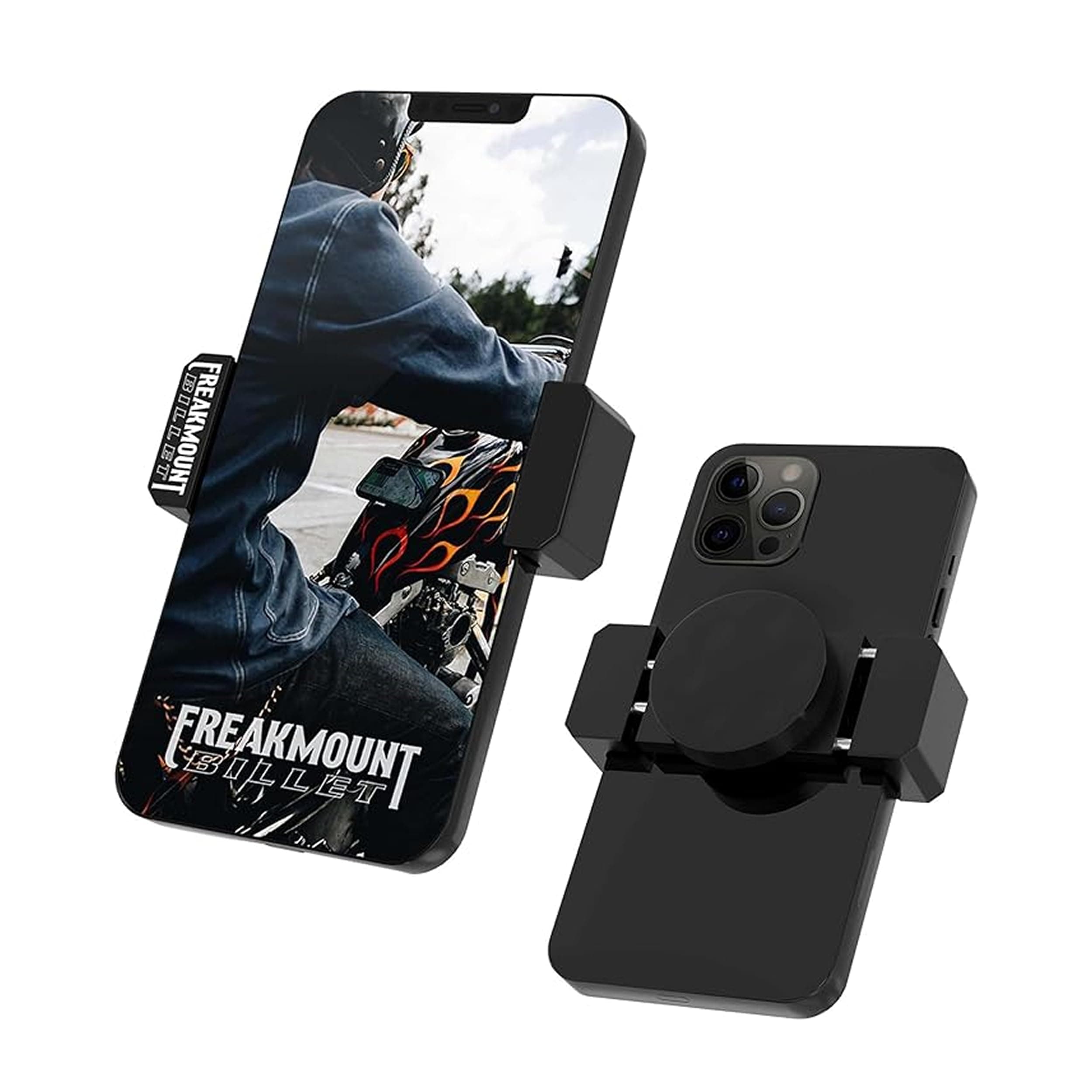 FREAKMOUNT Billet Solid Aluminum Freaky Strong Magnetic Phone Mount - Designed for Motorcycles, Gym, Toolbox, Mechanics - Perfect for Wireless Earphones - Strong Spring Grip - Fits All Phones