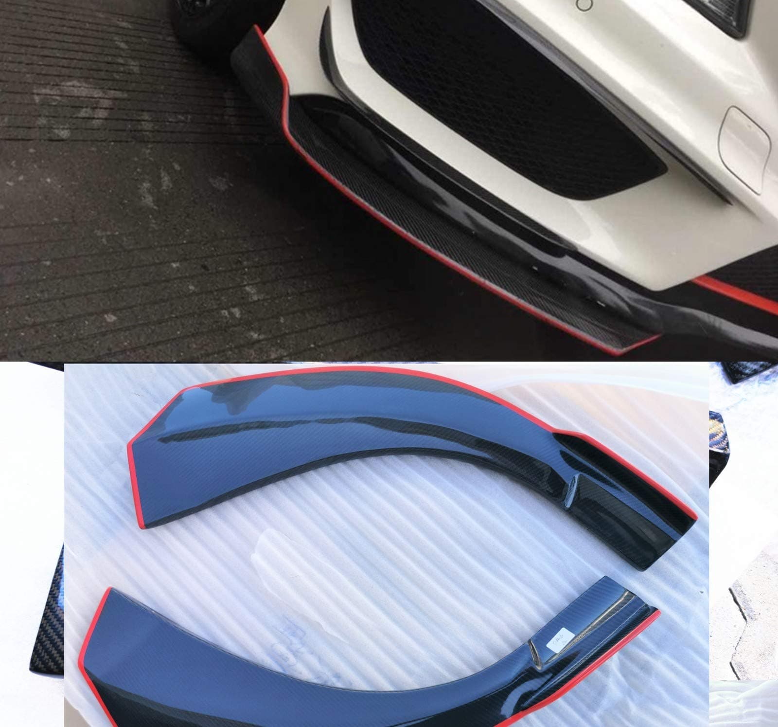 Max Car Carbon Genuine Carbon Flaps Red Splitter Lip Front Spoiler Fits CLA AMG 45 117