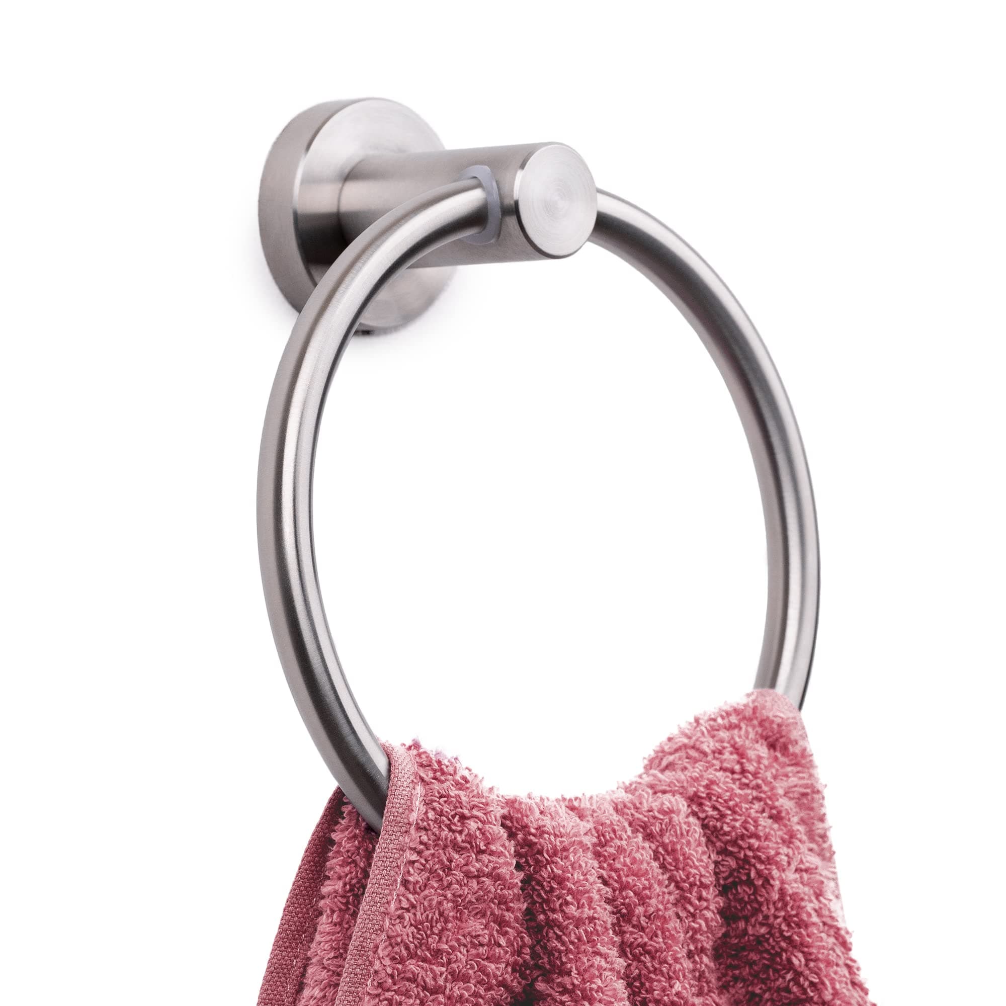 Bathroom Hardware Accessoires Stainless Steel Brushed Wall Mount Including Bath Towel Bar, Towel Ring/Hand Towel Holder, Toilet Paper Holder, Robe Hook MARMOLUX ACC Towel Ring Silver PA-91132BN