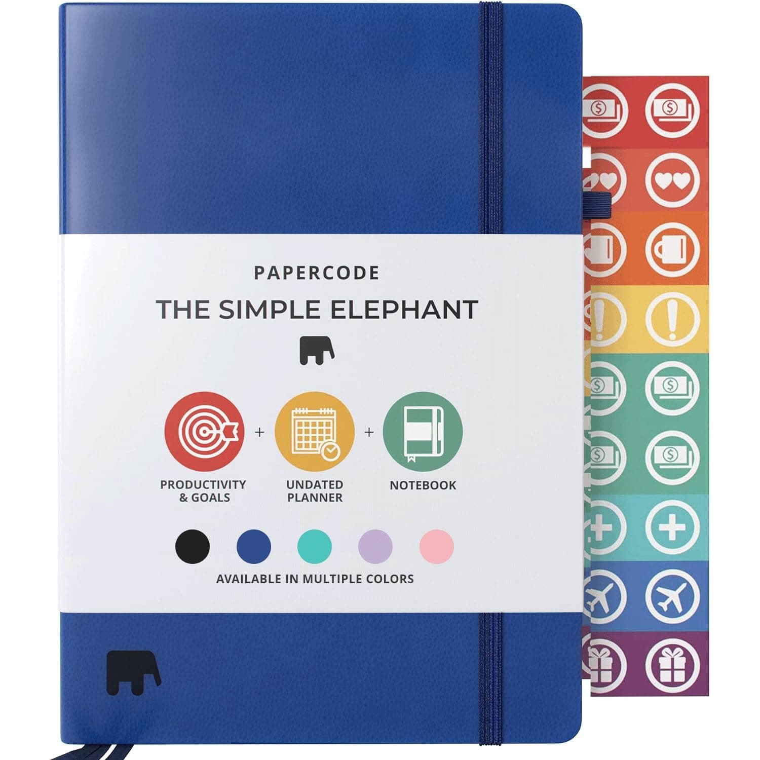 Papercode Daily Planner and Diary 2024-2025 - Undated Day Planner and Appointment Diary w/Gratitude Stickers - Leatherette Weekly Journal, Academic Study Planner - Blue