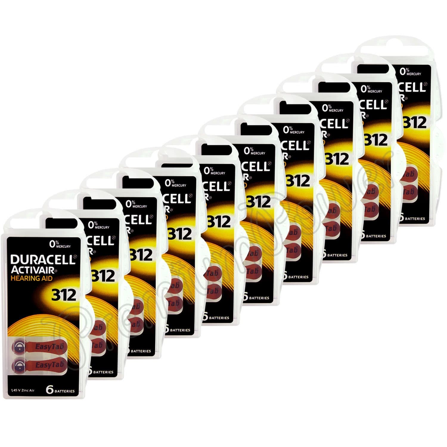 hearing aid batteries, size 312 brown, 120 batteries