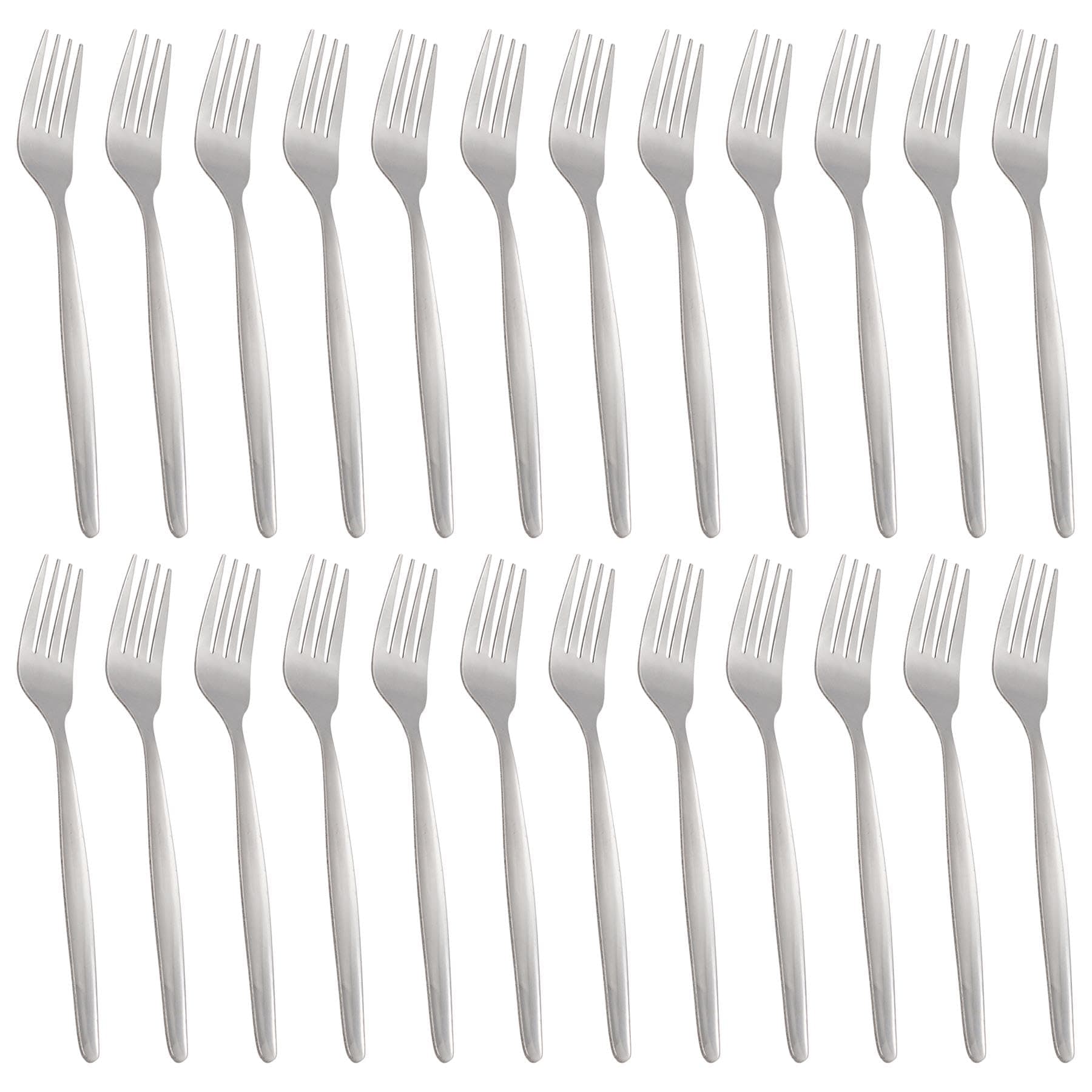 Argon Tableware Economy Stainless Steel Dinner Forks - 19.5cm - Pack of 24 - Silver Dining Forks High Polished Metal Dishwasher Safe 24-Piece Table Cutlery Set