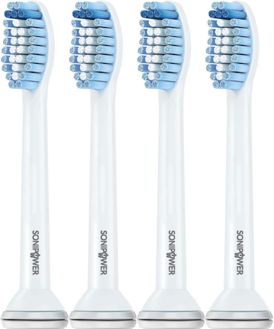 4 Pack Sonipower Sensitive Standard Size Replacement Toothbrush Head for Philips Sonicare Click On Brush Heads HX3023/66 HX6053/60 HX6053/62 HX6053/64 HX6053/66