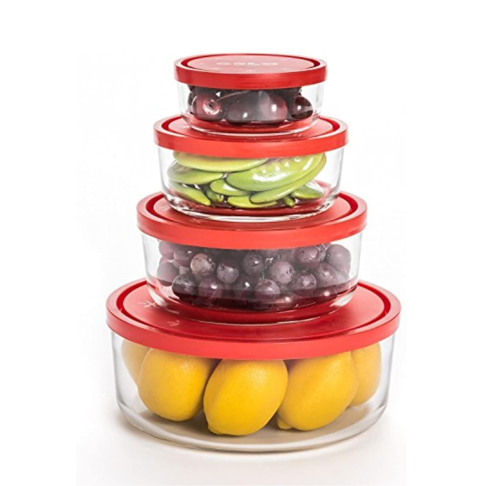 Bormioli Rocco Gelo 4-Piece Set with Red Lids