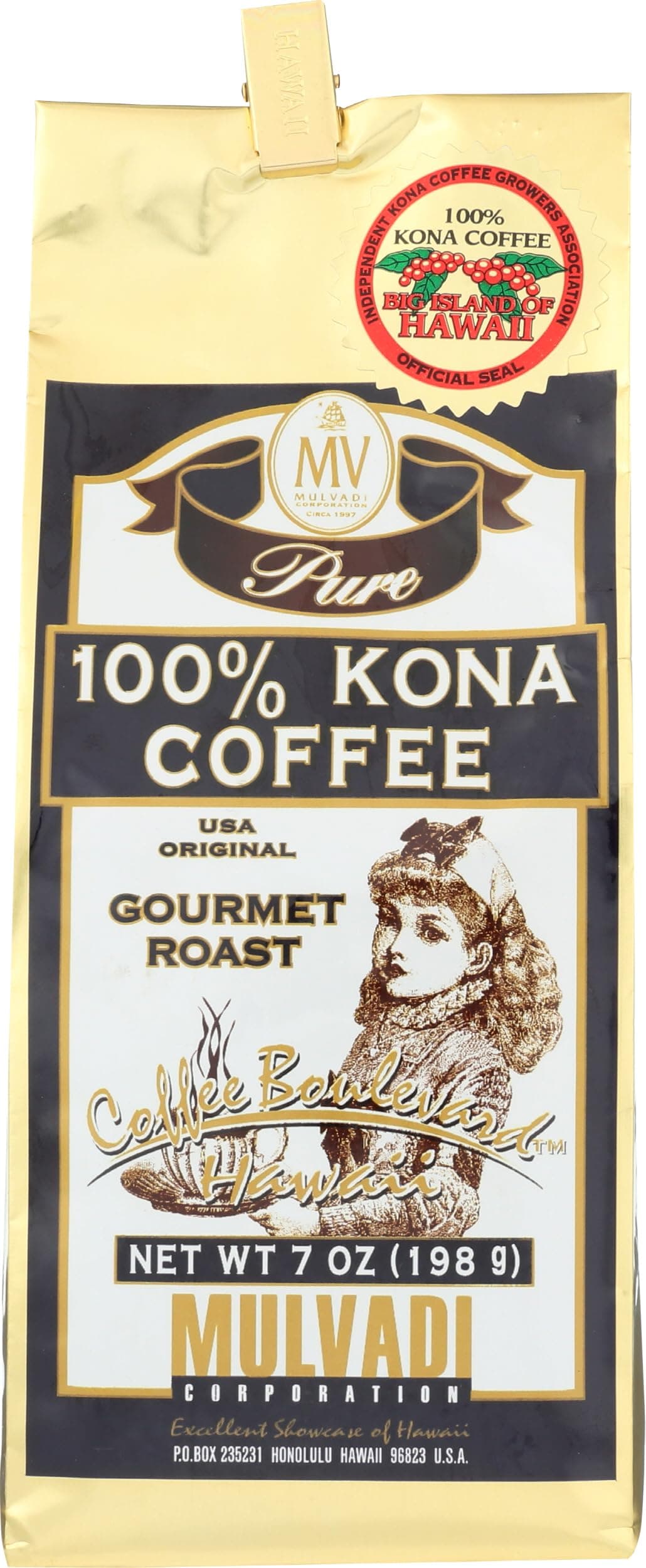 Mulvadi 100% Ground Kona Coffee, 7 Oz