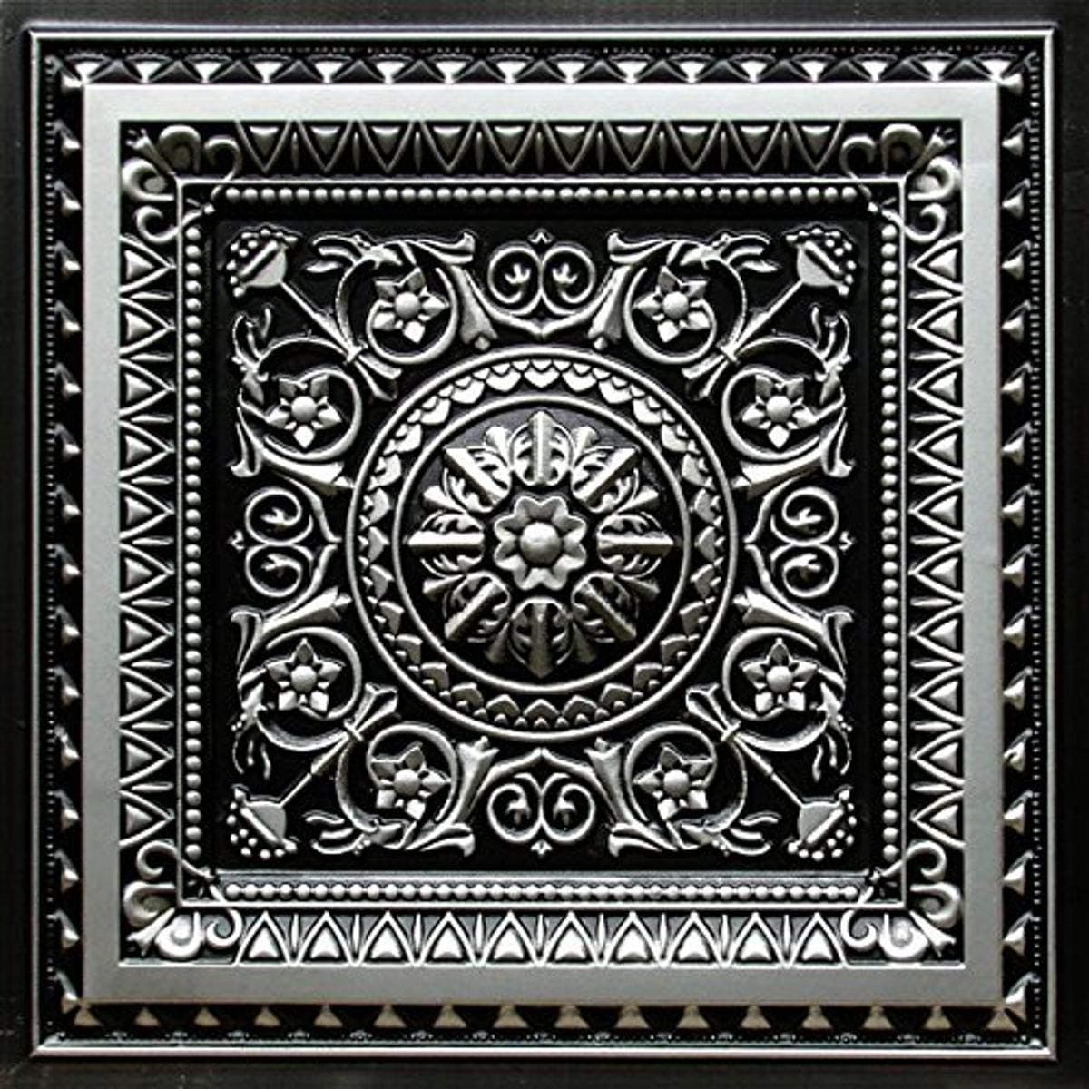 La Scala-Faux Tin Ceiling Tile - Antique Silver 25-Pack