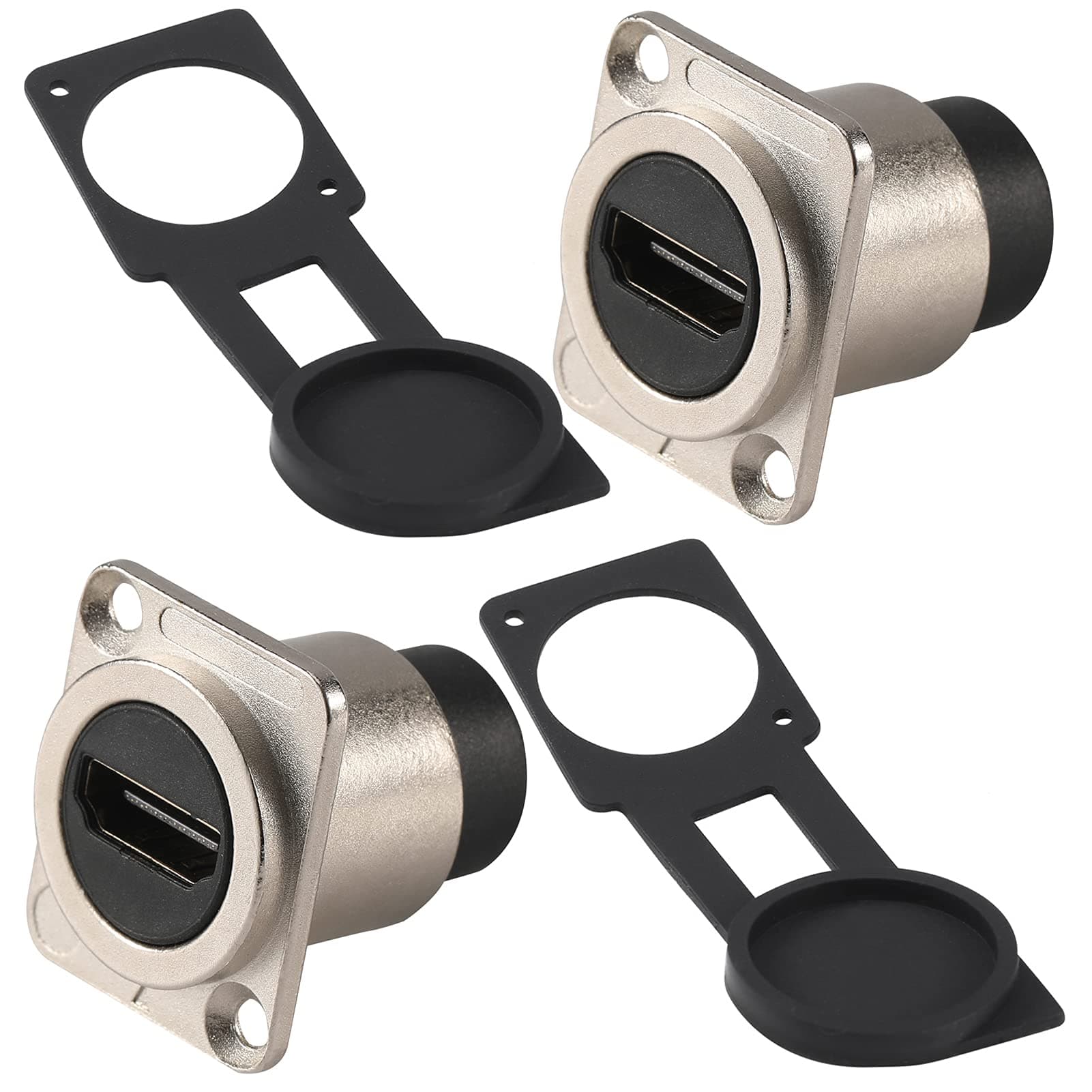 ANMBEST 2PCS HDMI Waterproof Connector, Metal Shell M25 Panel Mounting Female to Female HDMI Bulkhead Coupler with Waterproof Dust Cap