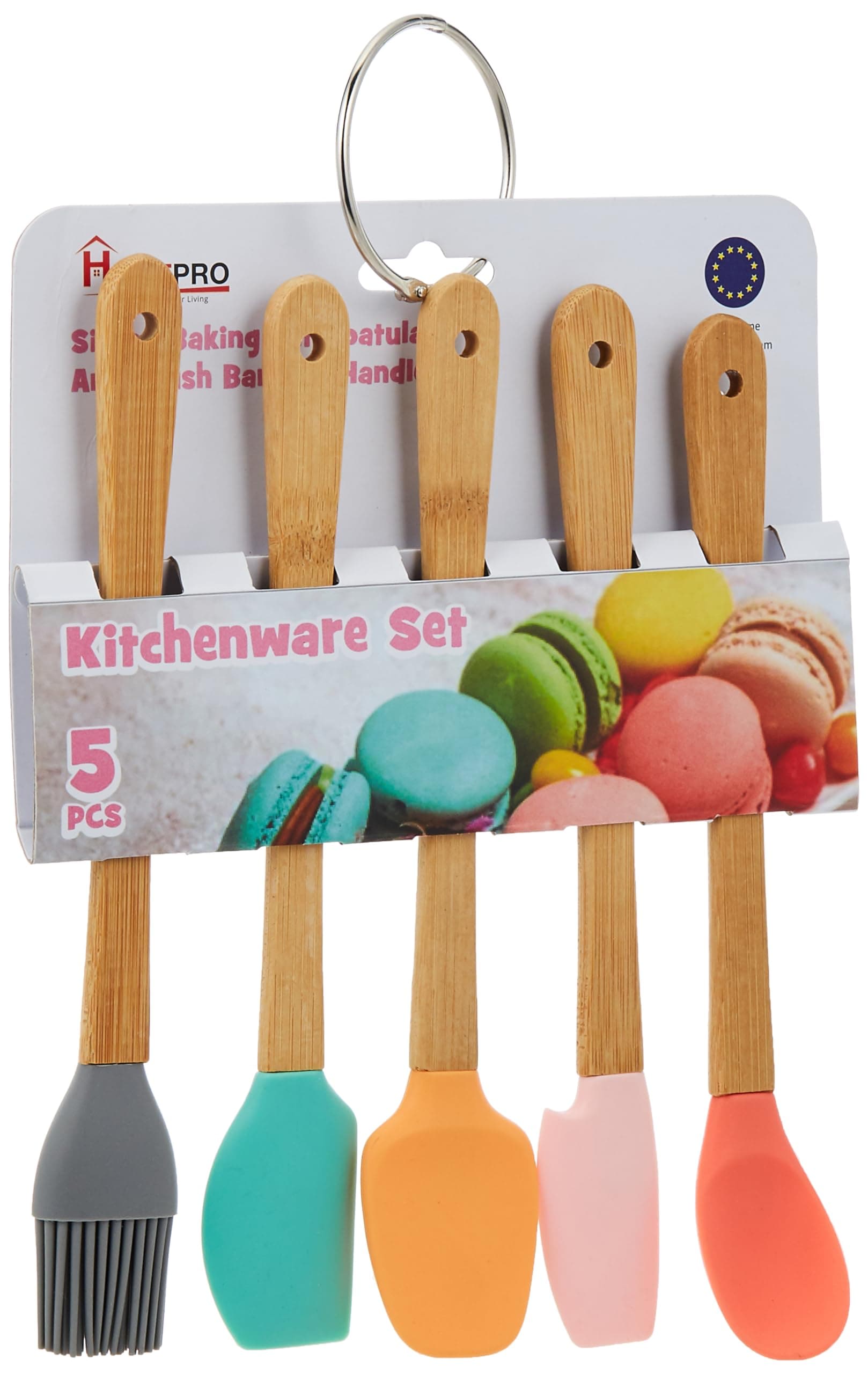 HOMEPRO Better Value for Better Living Silicone Baking Spatula with Elegant Wooden Handle Set - Multicolor Kitchen Utensils Precise and Delicate Baking, Ideal Culinary Masterpieces