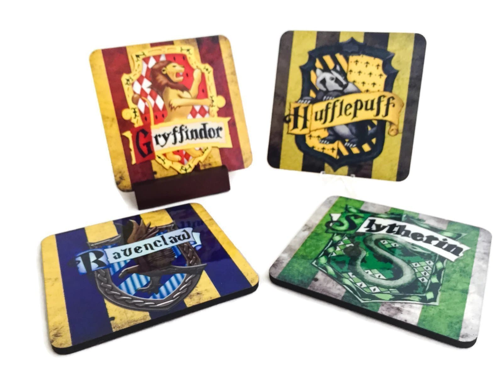 Harry Potter Hardboard Coasters with Cork Back and Coaster Rack