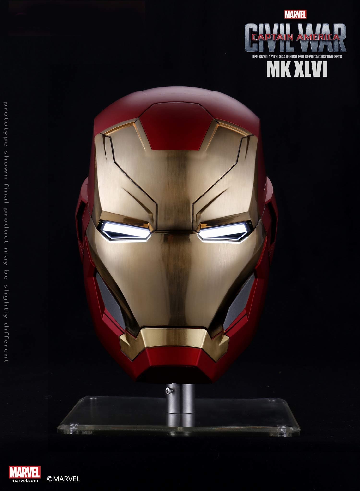 Dimension Studio Marvel Captain America Civil War Iron Man Mark XLVI 46 1/1 Scale LED Motorized Helmet