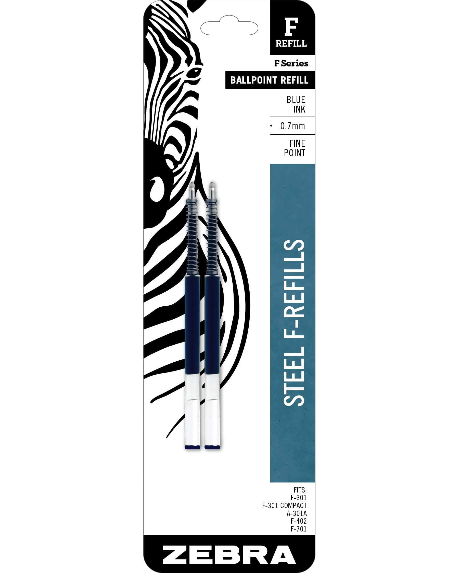 Zebra, F-Refill, 0.7mm, Blue Ink, 1 Pack of 2 refills (85522) by Zebra Pen