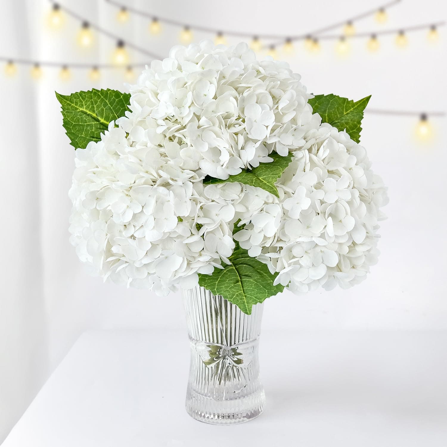 ZYTUYO 3 PCS White Hydrangea Real Touch Artificial Flowers 21'' Latex Large Hydrangea with Long Stems for Wedding Table Centerpieces Indoor Kitchen Spring Home Decor Outdoor Porch