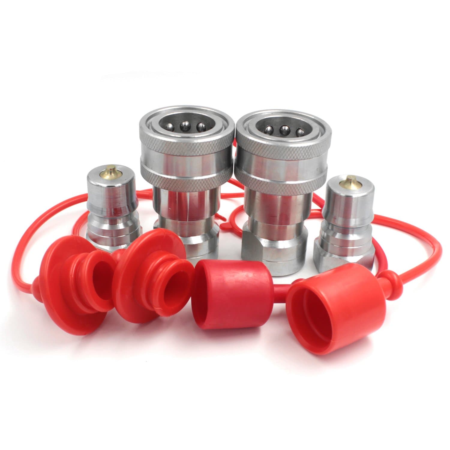 2 Sets NPT 1/2" Hydraulic Quick Couplings Female Coupler and Male Nipple with Dust Caps Compatible Parker 60 Series
