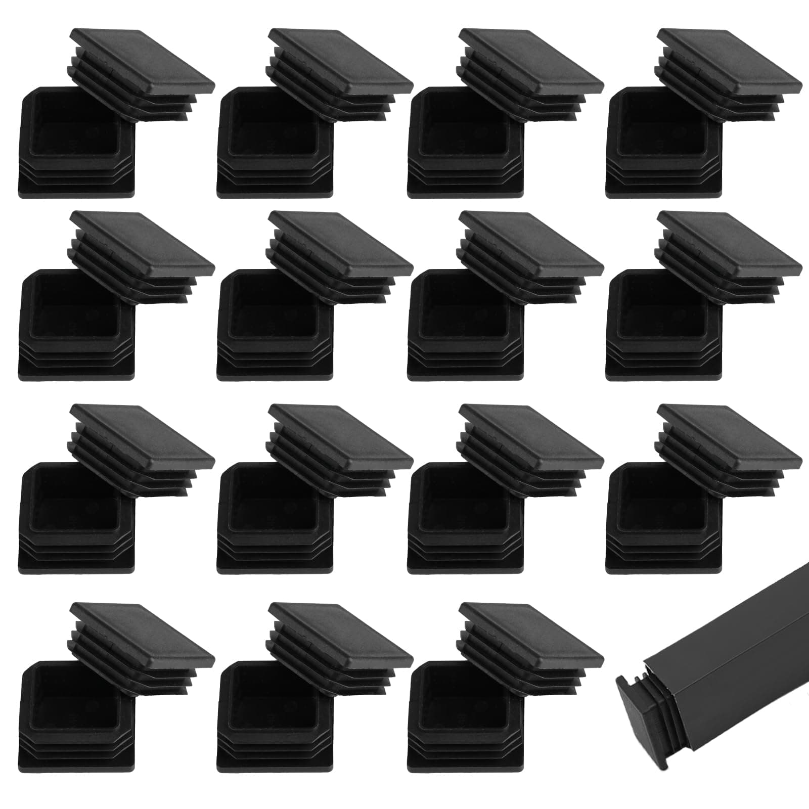 30 Pcs Square Plastic Plugs, 40x40mm Black Plastic End Caps, Square Tube End Caps, Tubing End Cap Plugs, Tube Inner End Caps Cover Tube Inserts for Furniture Chair Desk Tables Metal Tube Pipe