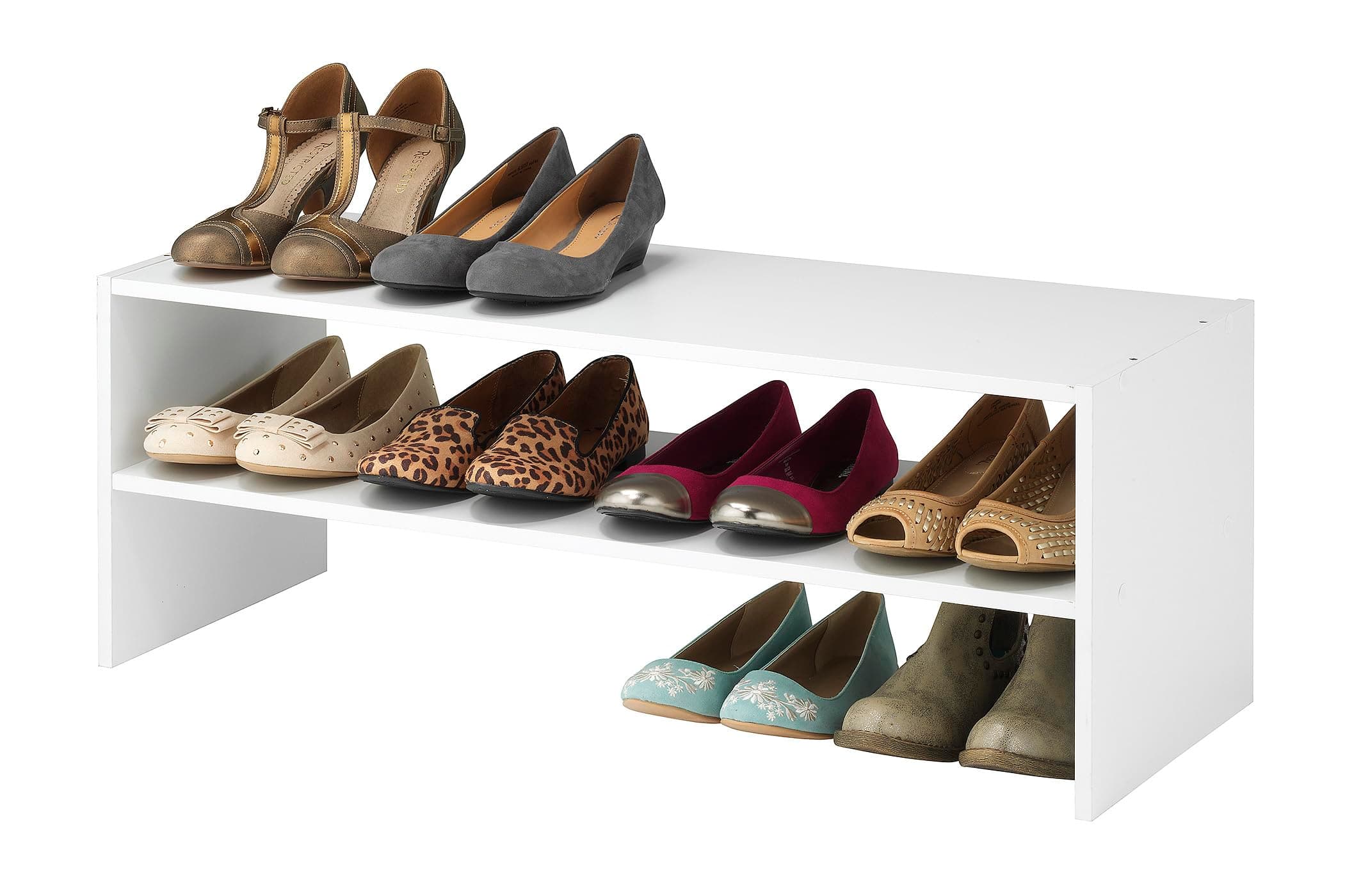 Whitmor Stackable 31" Extra Wide 2-Shelf Storage Organizer, White