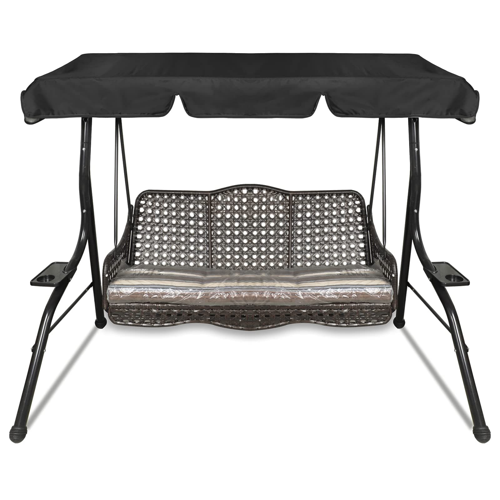 Generic 8N2U Replacement Canopy for Swinging, Acrylic, Black, L: 195 x 125 x 15cm / 77'' x 49'' / 5.9''