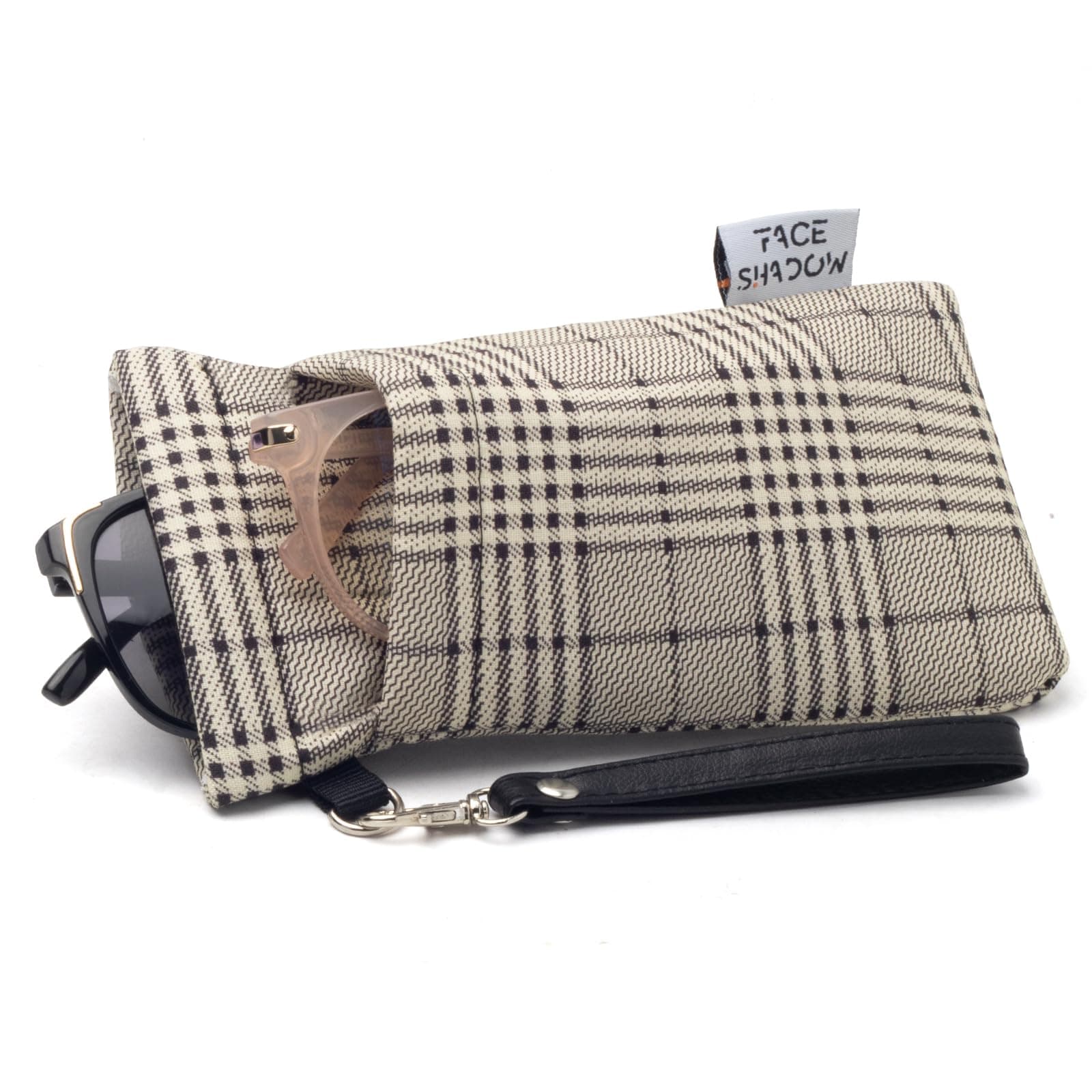 Double Glasses Case Soft Eyeglass Case For Women Men Squeeze Top Sunglasses Case With Cleaning Cloth