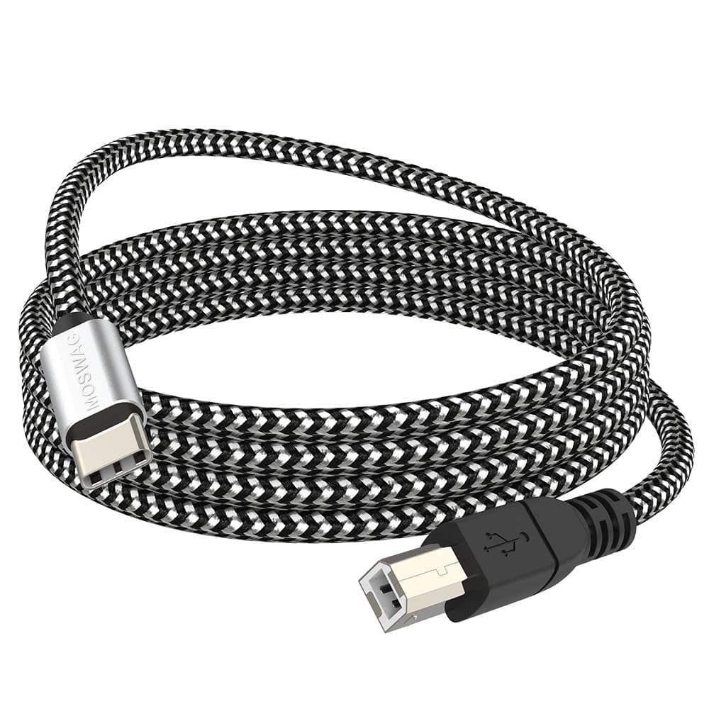 MOSWAG 9.84FT/3M USB C to USB B Midi Cable Type C to Midi Cable Printer Scanner Cord with Metal Connector Compatible with AiO, HP, Canon, Brother,MacBook Pro,Dell and More