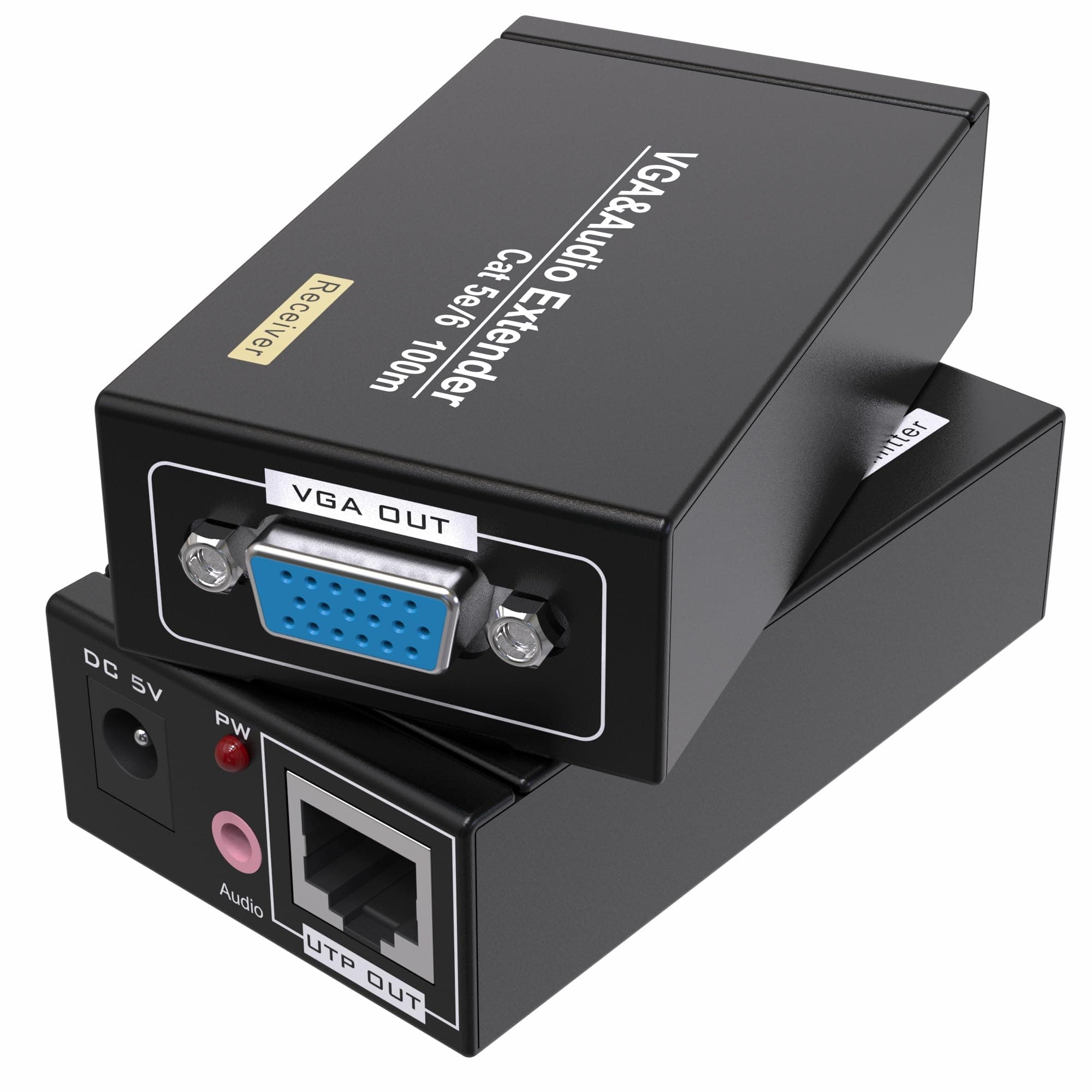 VGA Cat5e Cat6 Extender 300ft Video Repeater Over Ethernet Cable, up to 100m, Sender+Receiver