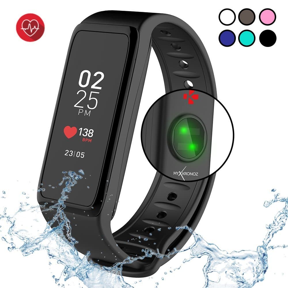 MyKronoz ZeFit3HR - Activity Tracker with color touchscreen, smart notifications and Heart Rate Monitor (Black/Black) (Renewed)