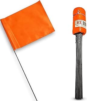 Ace Supply Orange Marking Flags 100 Pack 4X5 Inch On 15 Inch Wire Small Yard Flag, Marker Flag For Lawn, Irrigation, Landscape Flag, Survey Flag, Sprinkler Flag, Compatible With Invisible Fence Flag