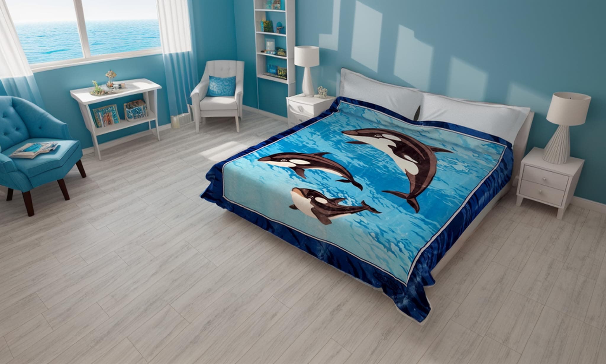 Solaron King Whales Korean Mink Blanket
