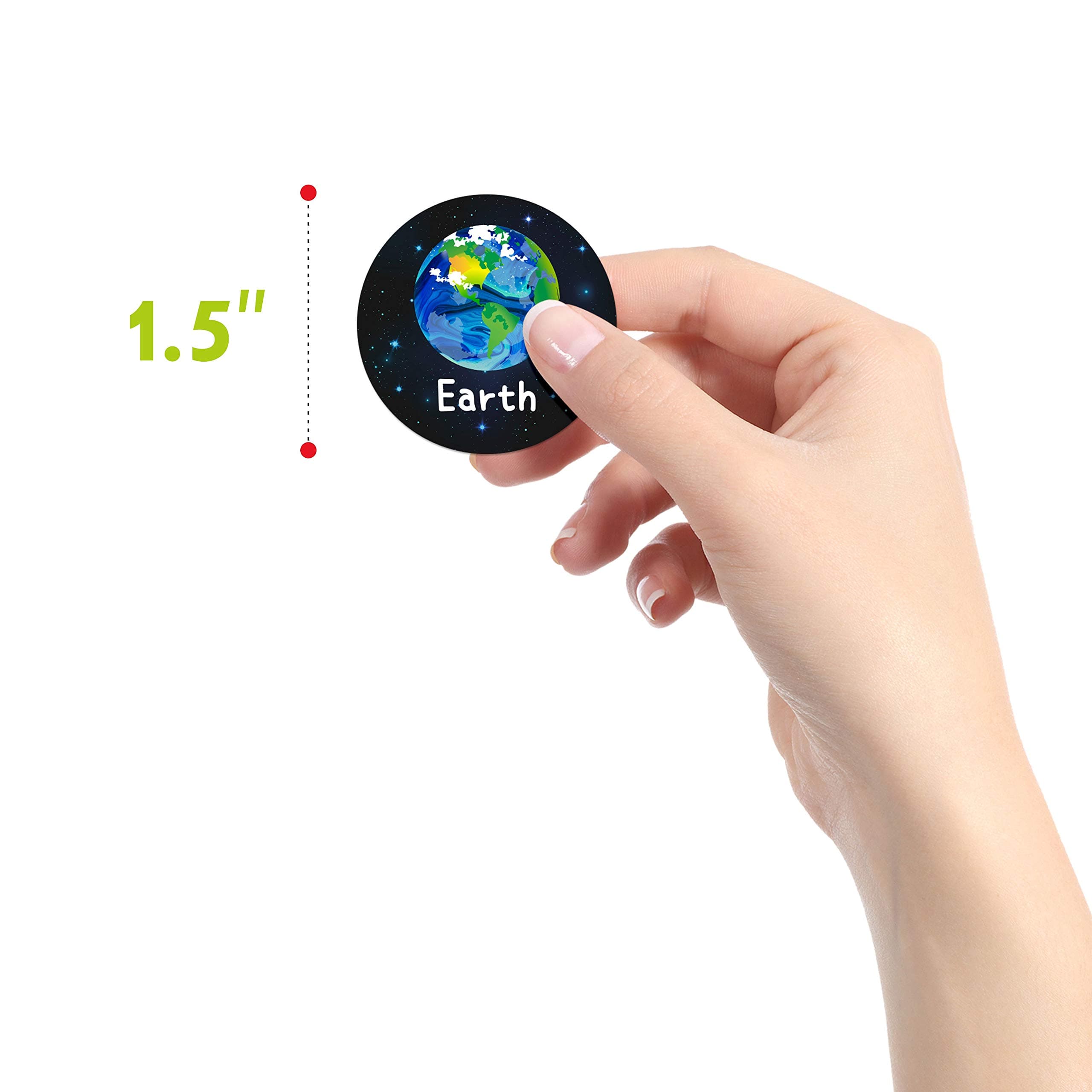 Hebayy 600 PCS Solar System Stickers in Rolls with Perforation Line. Perfect for Toddlers and Kids. 1.5” (Expanded Edition with Astronauts, Comet, The Moon and Satellites)