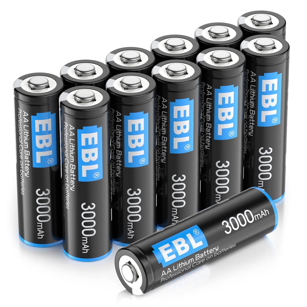 EBL Lithium Batteries AA 12 Pack, 3000mAh 1.5V AA Lithium Batteries Longer Lasting AA Batterie Constant Volt for Blink Security System Smart Lock Deadbolt Toys