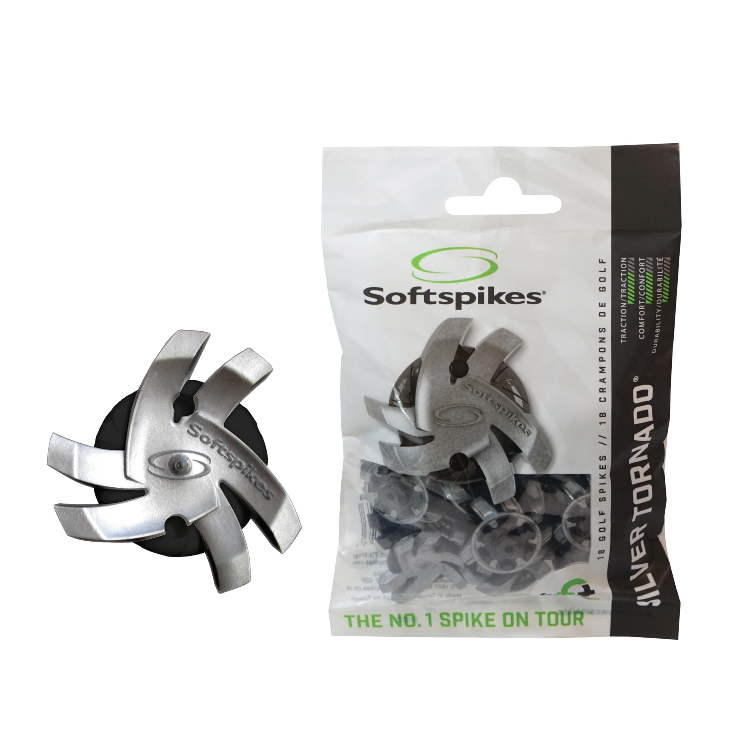 SOFTSPIKES Silver Tornado Fast Twist 3.0 Golf Spikes, 18 Count