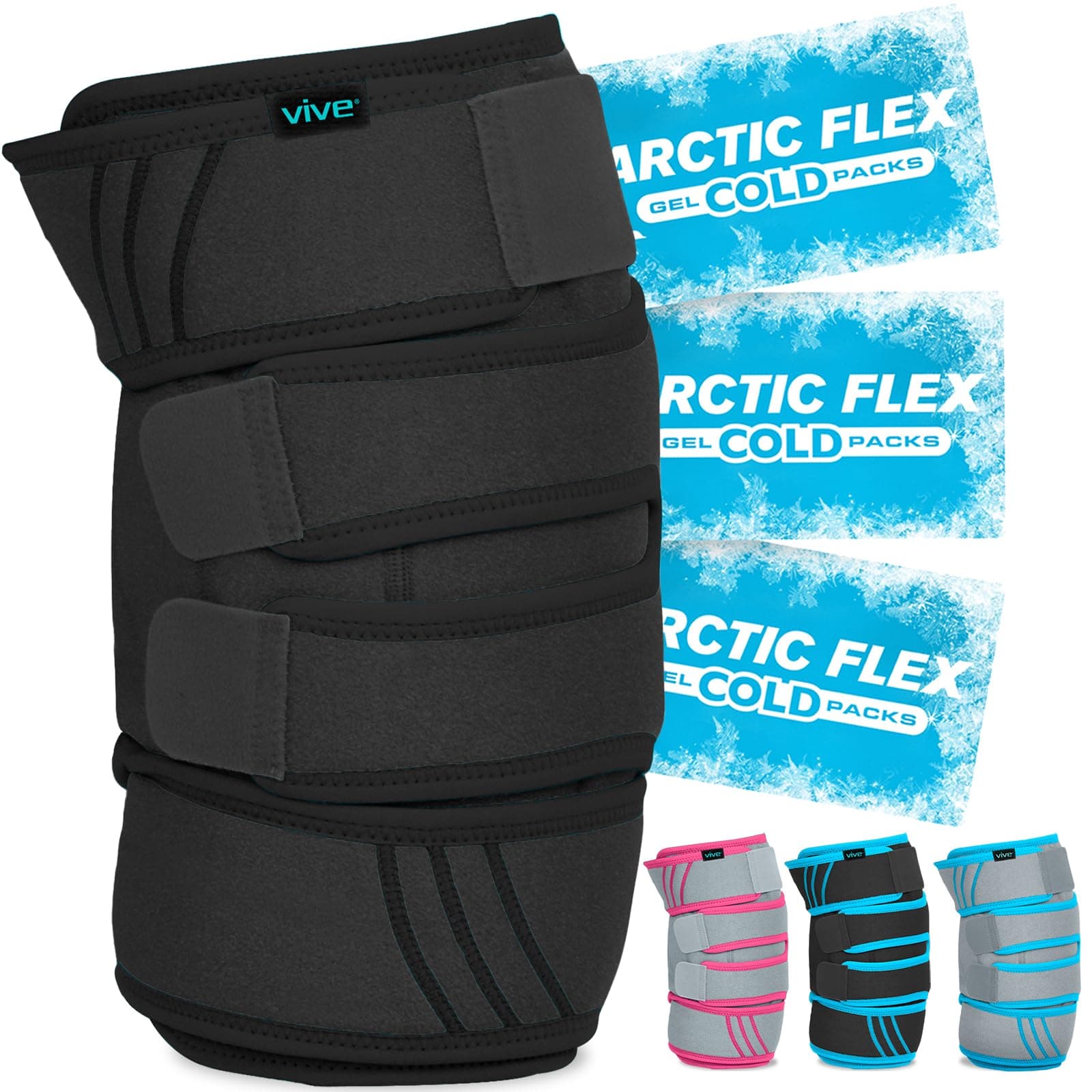 Vive Knee Ice Pack Wrap - Cold/Hot Gel Compression Brace - Heat Support Strap for Arthritis Pain, Tendonitis, ACL, Athletic Injury, Osteoarthritis, Women, Men, Running, Meniscus and Patella Surgery