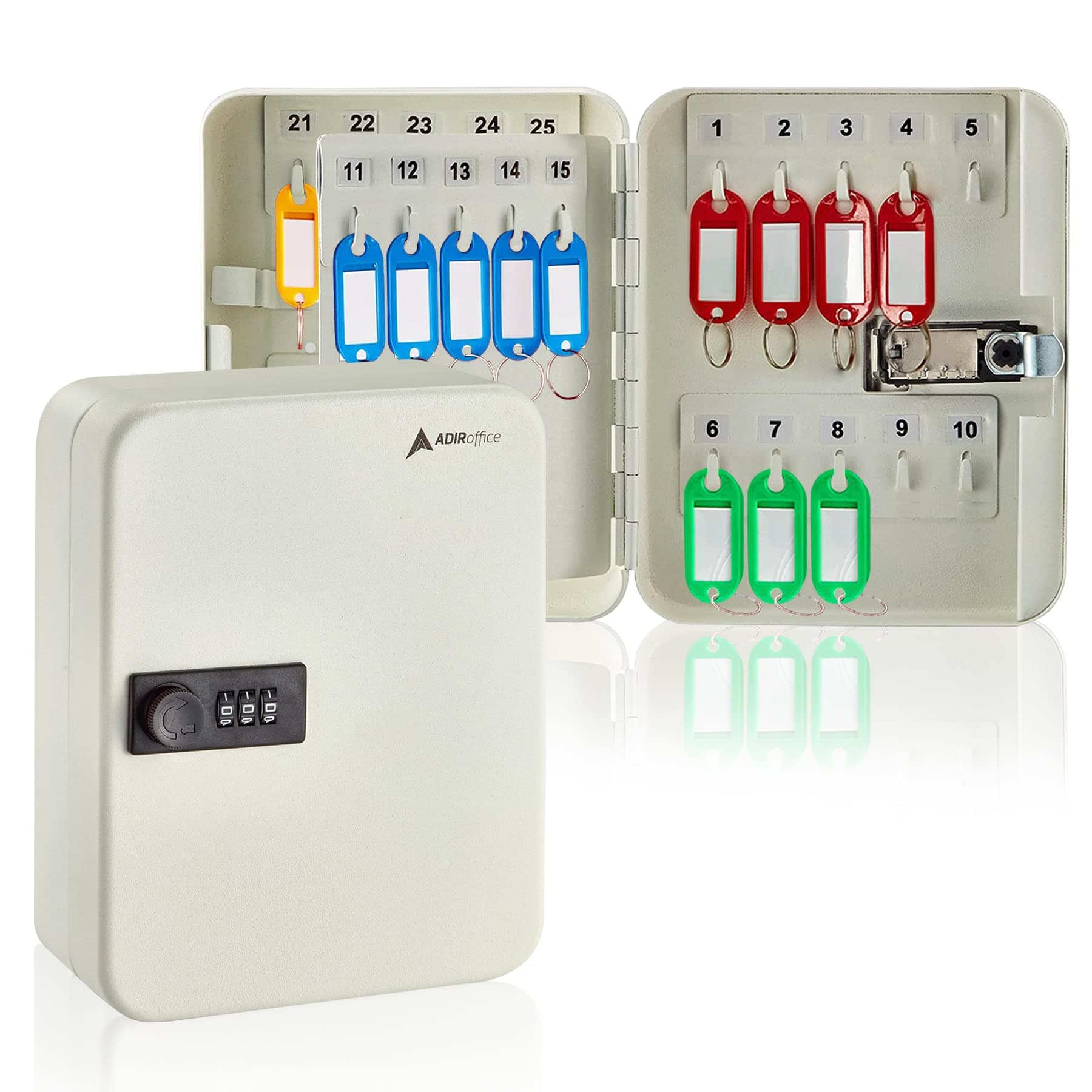 AdirOffice Steel Combination Lock Keys Cabinet Security Storage Box Organizer Holder Locked Key Box Wall Mount 30 Slots