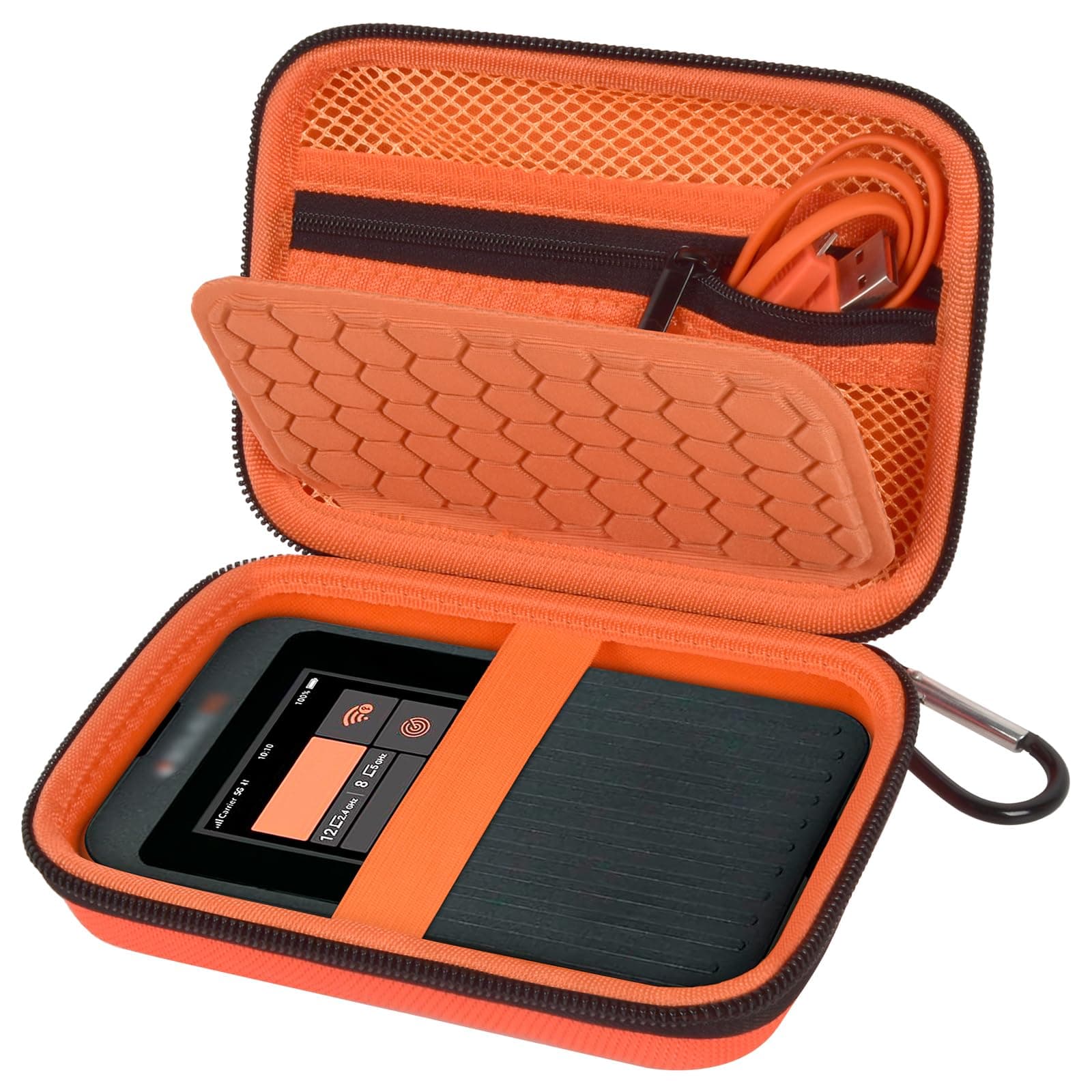 Hard Case Compatible with SIMO Solis 5G/ for Pro 5G WiFi Mobile Hotspot, Travel Router for Hotel WiFi Storage Holder Bag with Mesh Pocket for Charger USB Cable & Accessories (Box Only)- Orange